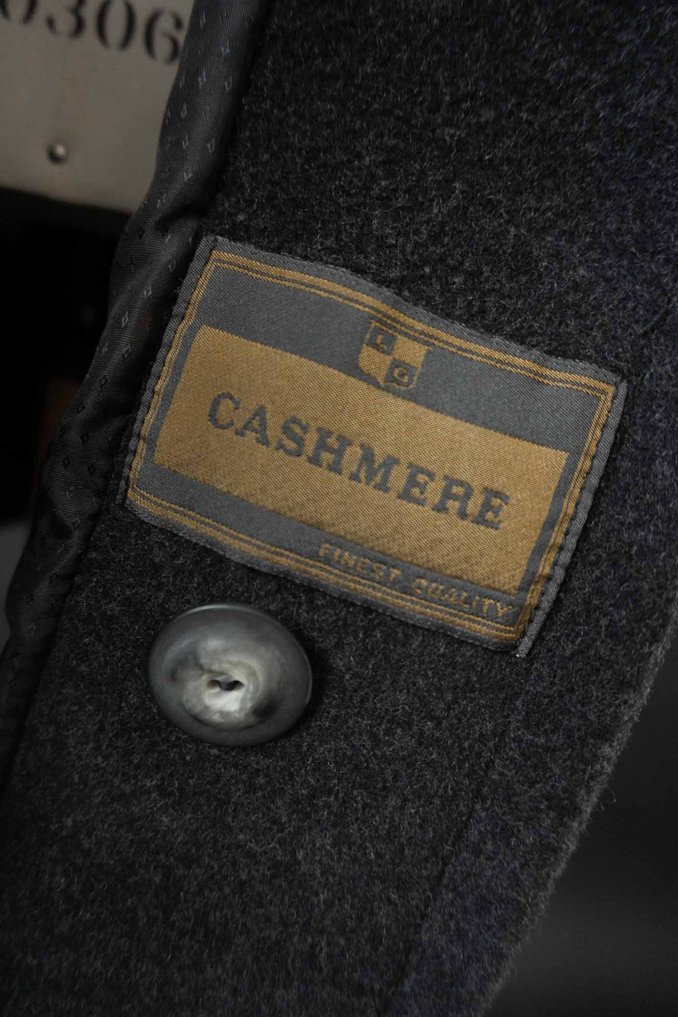 Dunkelgrauer Oversize-Wollmantel mit großen Taschen – Vintage Damenmantel Kaschmir