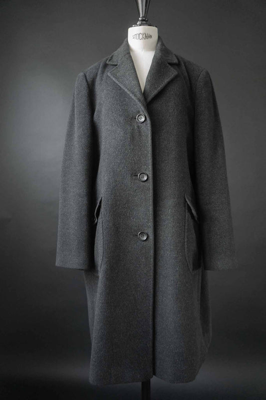 Vintage Angora-Wollmantel – Dunkelgrau, Minimalistisch, Zeitlos, M–L theplaincircle vintage