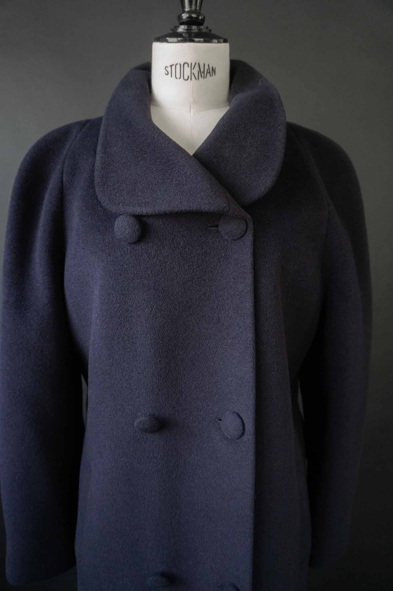 Langer 80s vintage Mantel aus Schurwolle und Angora