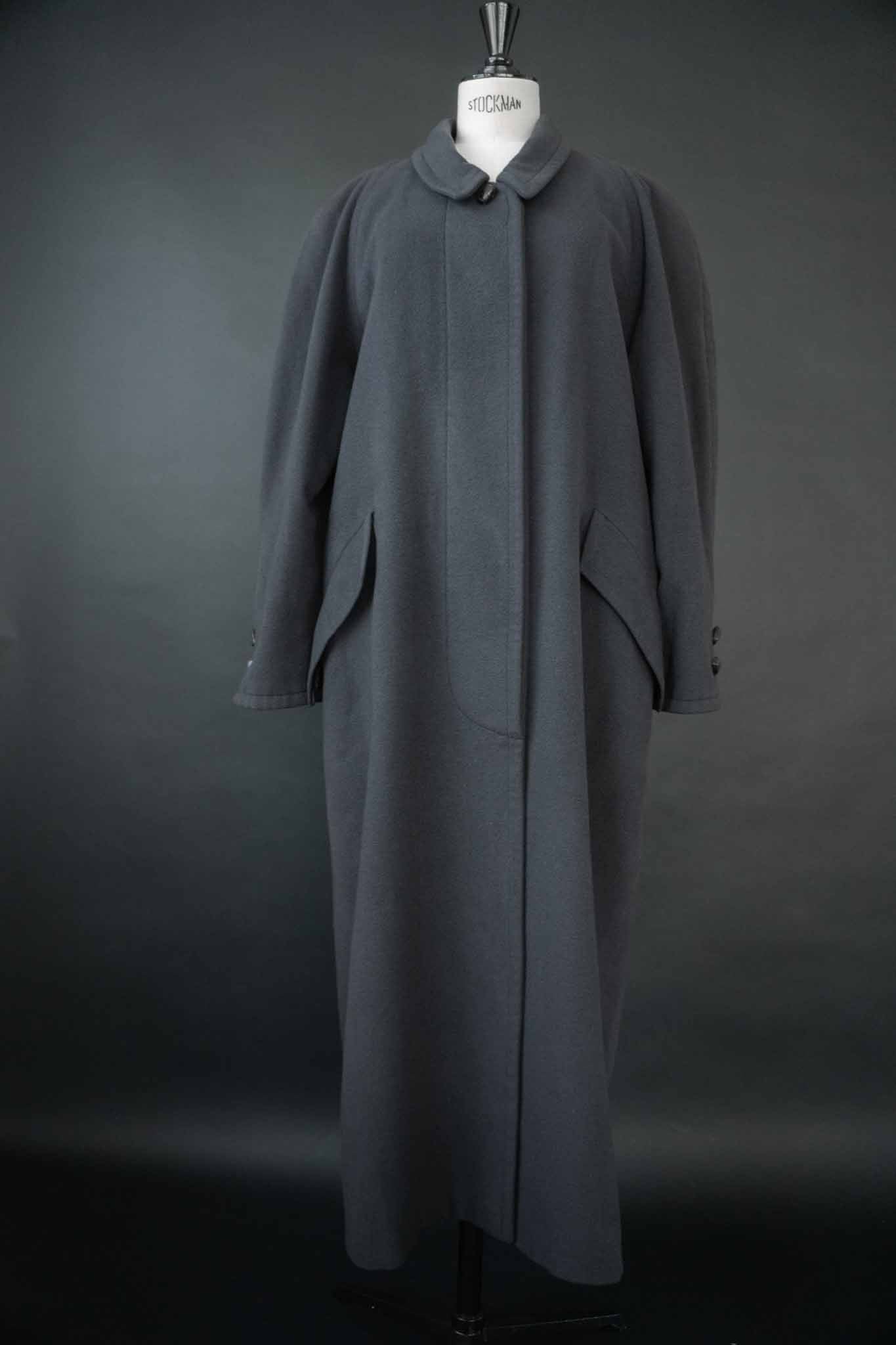 Jil Sander Vintage Mantel 100 % Kaschmir in Dunkelgrau – langer Designer Coat