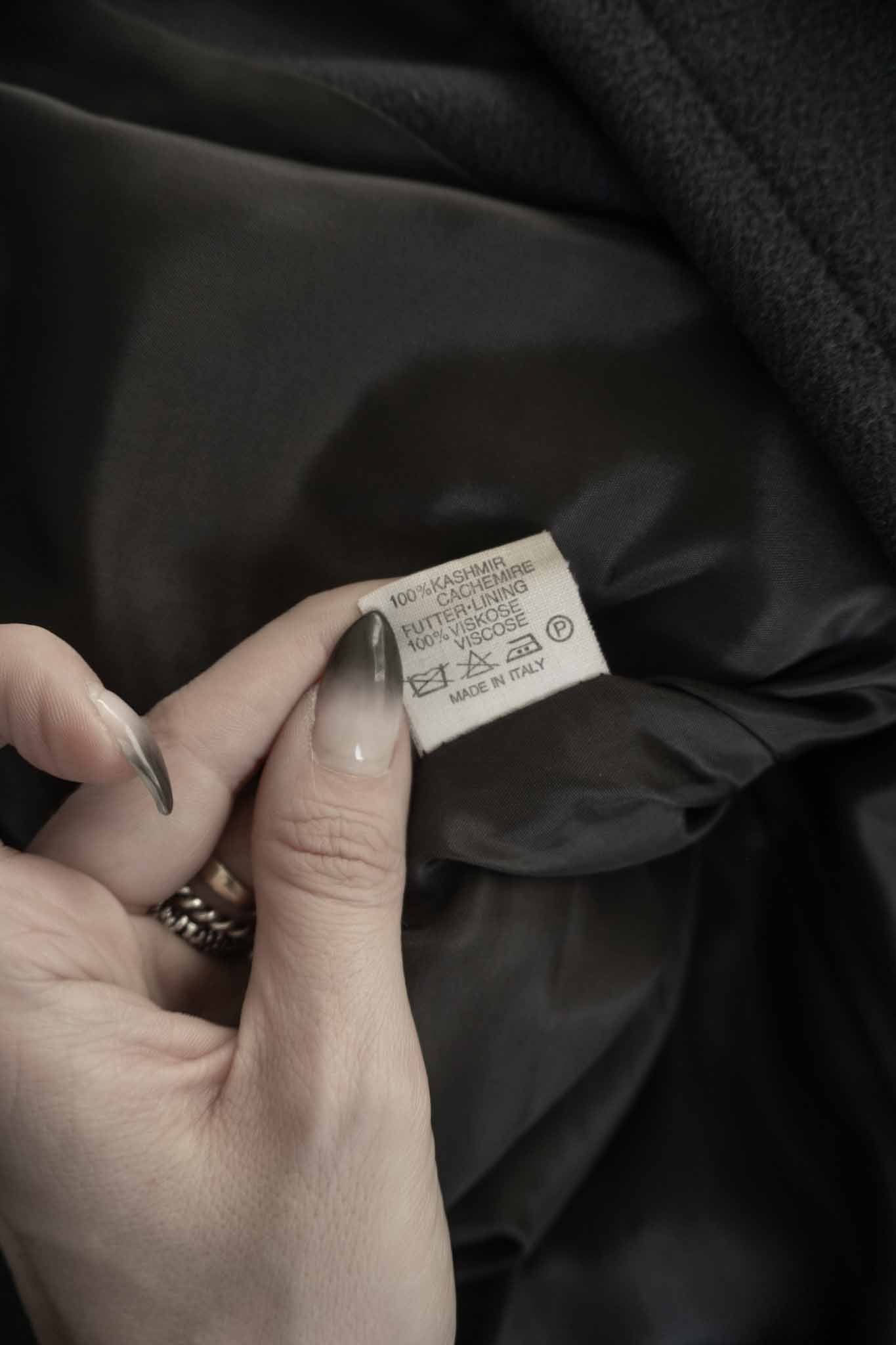 Jil Sander Vintage Mantel 100 % Kaschmir in Dunkelgrau – langer Designer Coat