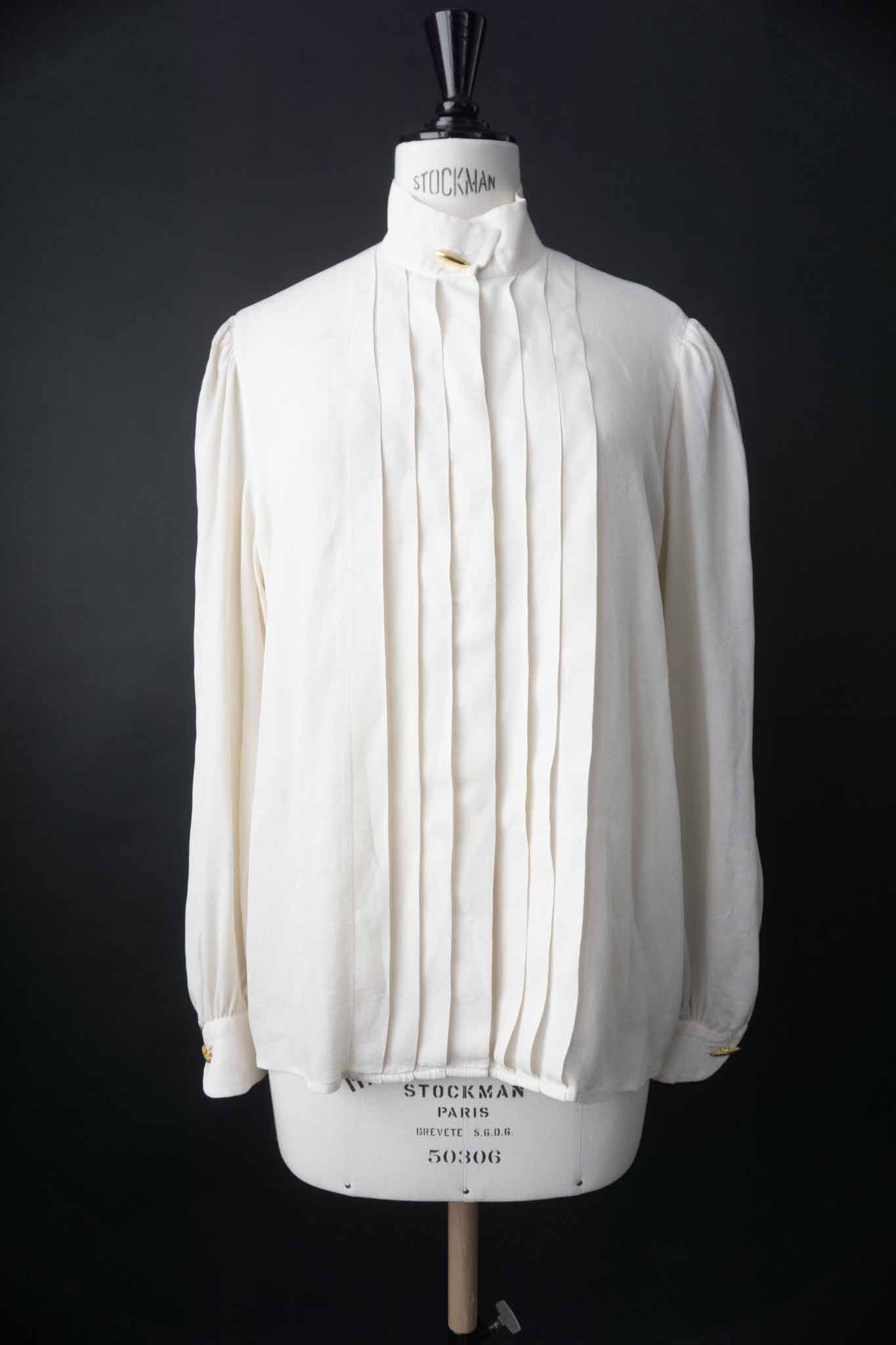 Vintage Seidenbluse Paisley Jacquard Goldknöpfe – theplaincircle vintage