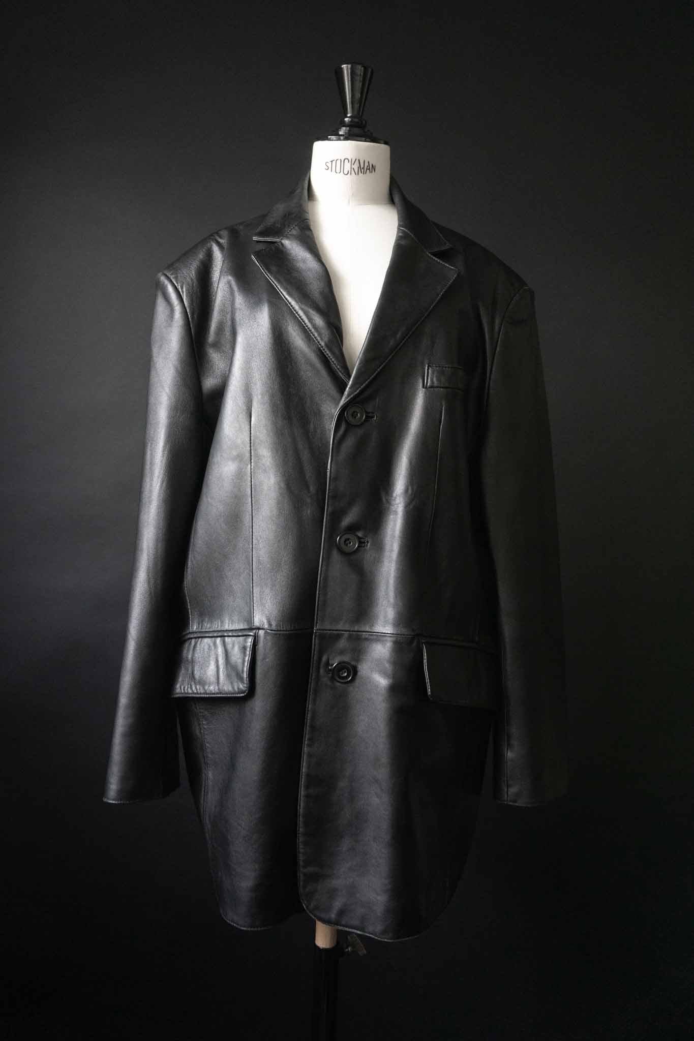 schwarzer Vintage Lederblazer oversized – theplaincircle vintage