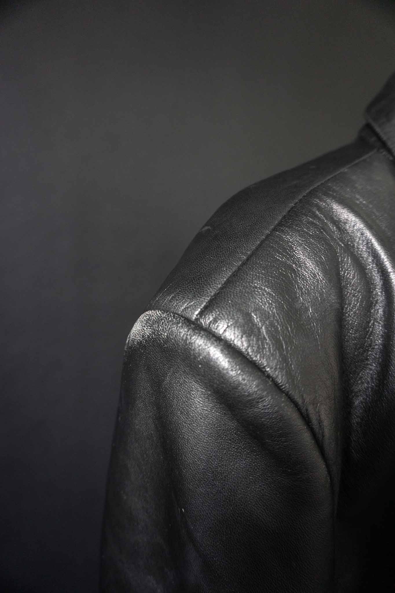 schwarzer Vintage Lederblazer oversized – theplaincircle vintage