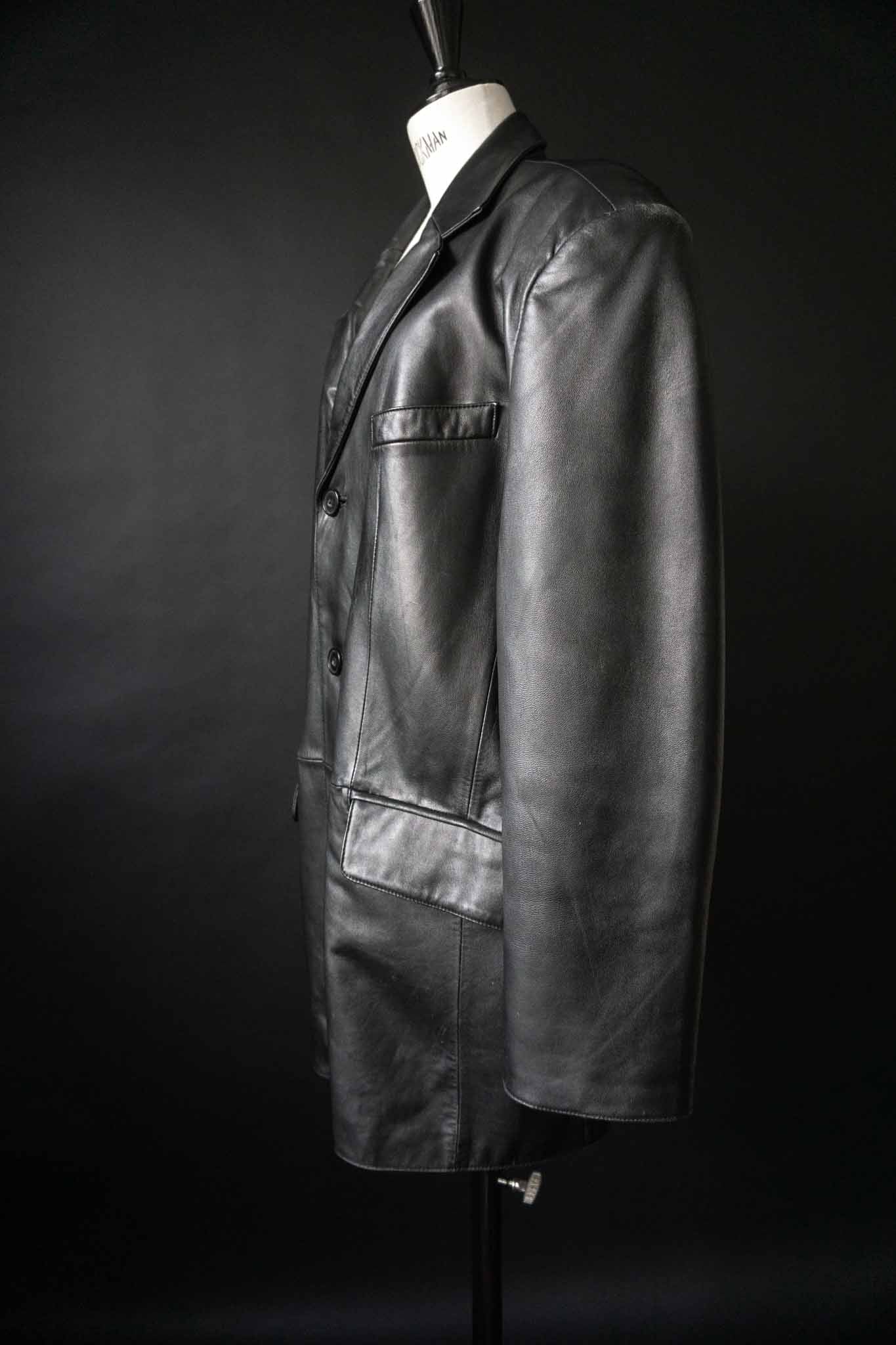 schwarzer Vintage Lederblazer oversized – theplaincircle vintage