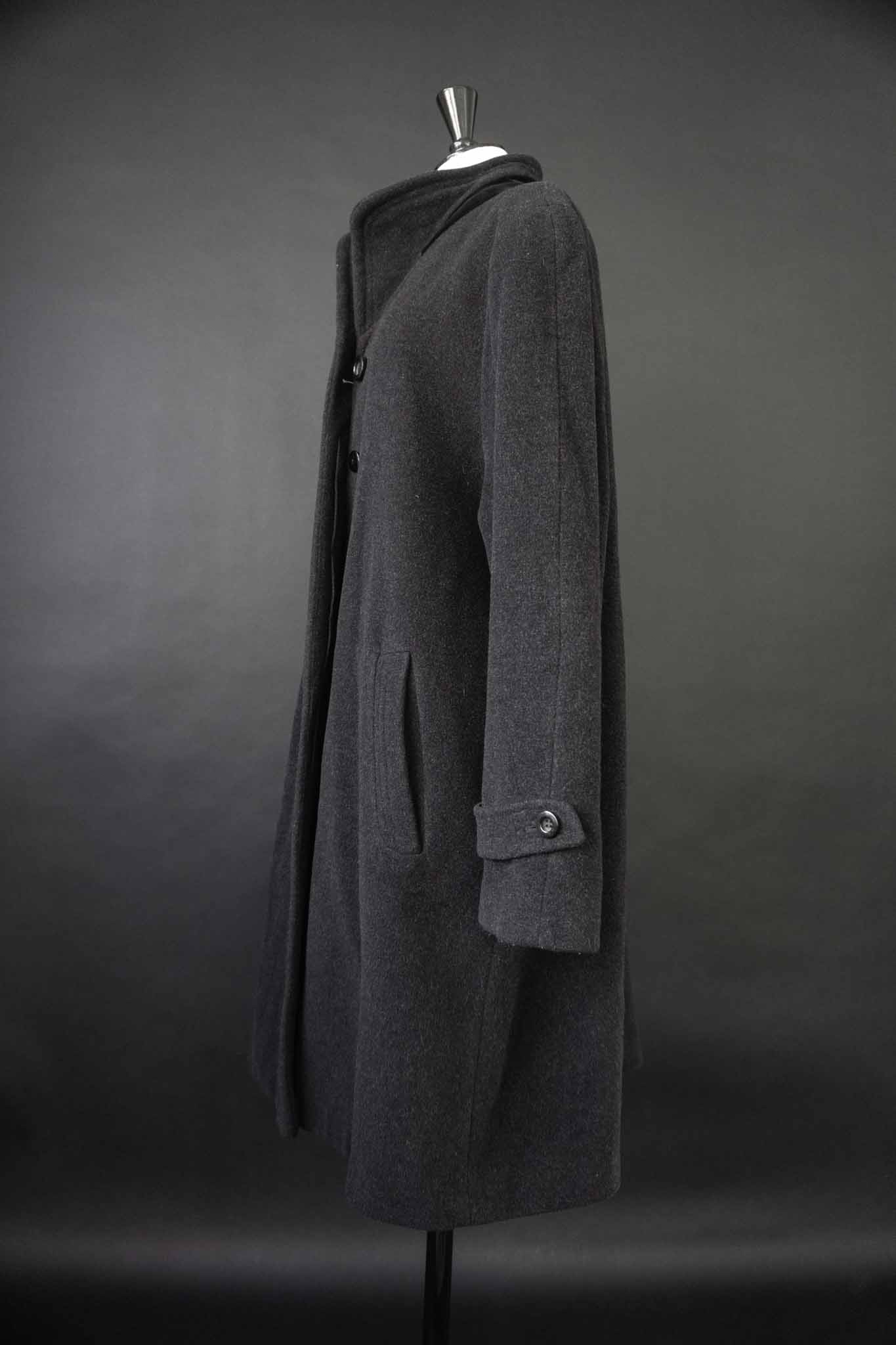 Vintage Kaschmir-Wollmantel in Dunkelgrau 