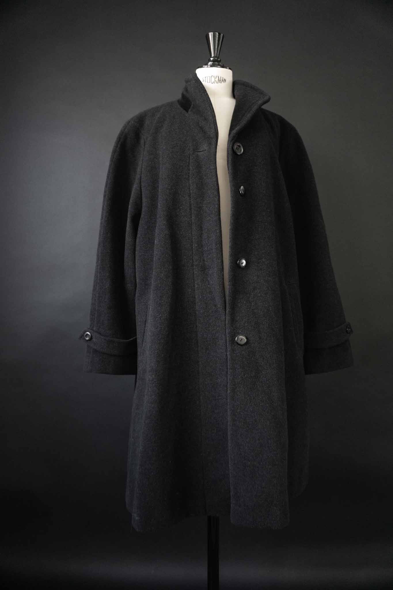 Vintage Kaschmir-Wollmantel in Dunkelgrau 