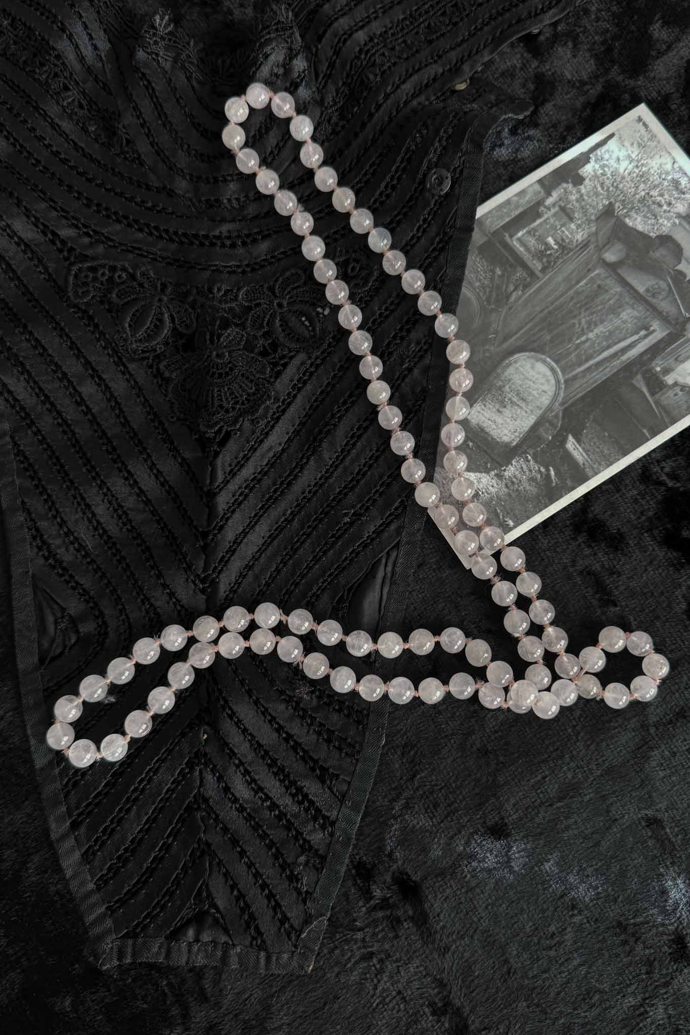 Vintage Rosenquarz Perlenkette – Edelstein Halskette