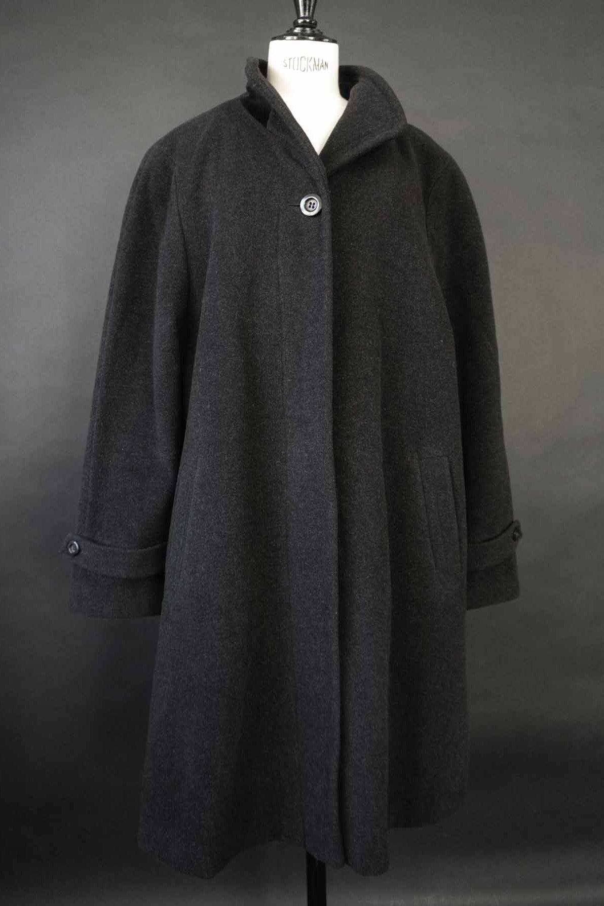 Vintage Kaschmir-Wollmantel in Dunkelgrau 