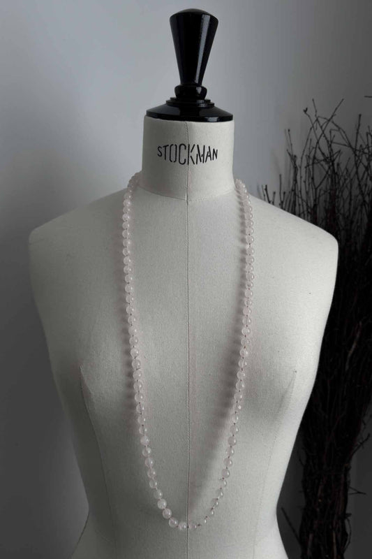 Vintage Rosenquarz Perlenkette – Edelstein Halskette