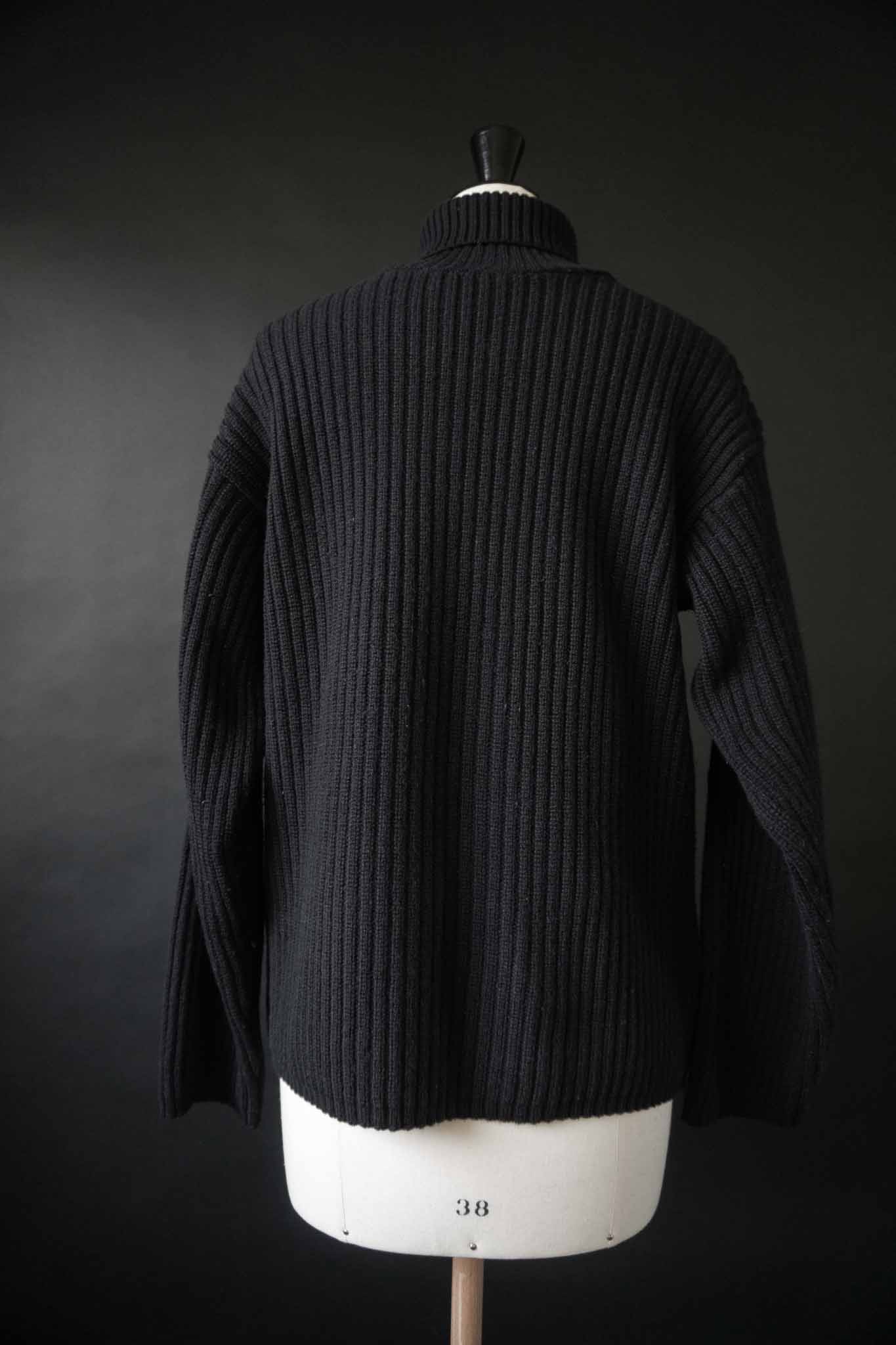 Vintage 90s Pullover Schwarz Rippstrick-Rollkragenpullover  – theplaincircle vintage