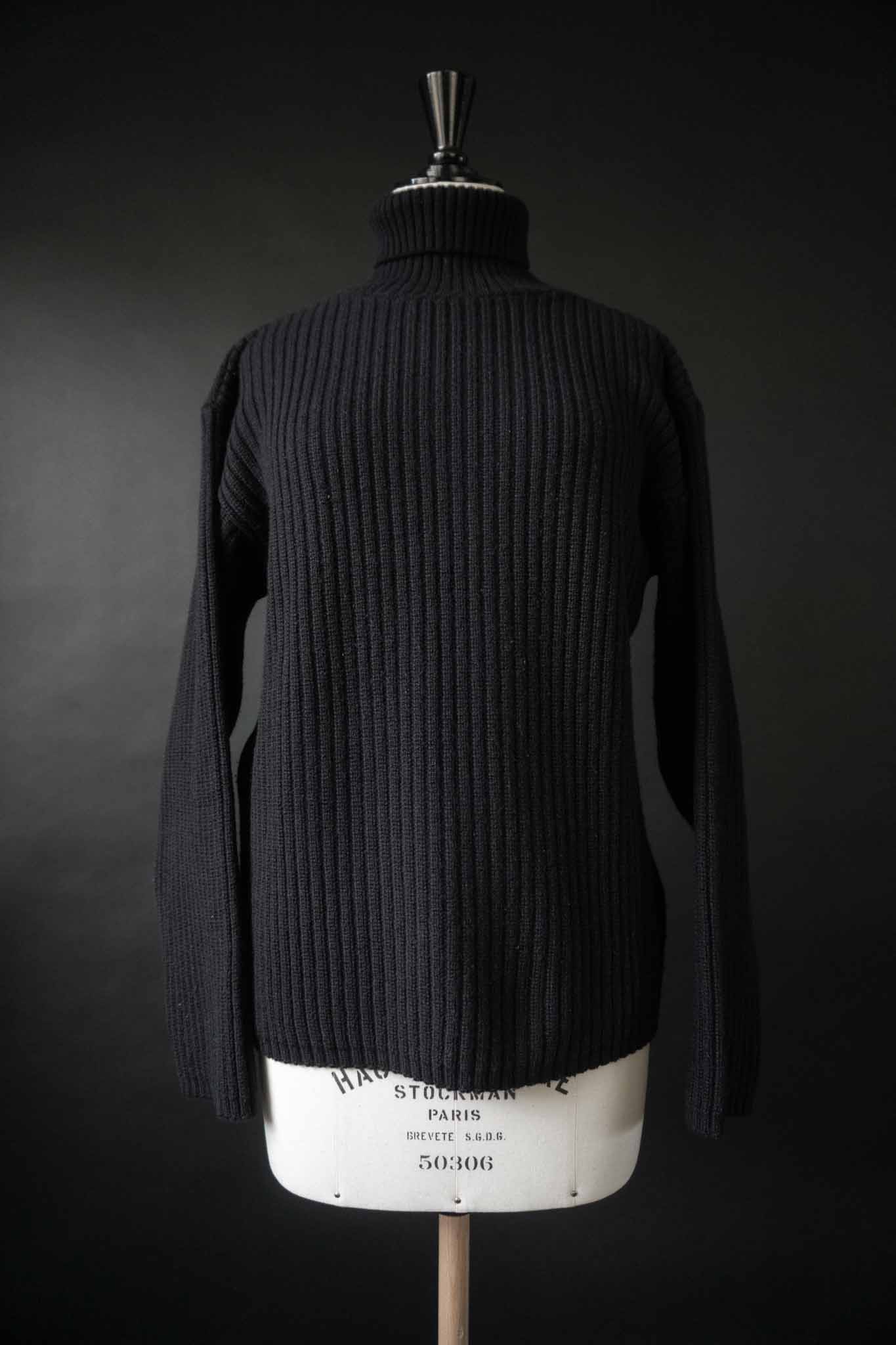 Vintage 90s Pullover Schwarz Rippstrick-Rollkragenpullover  – theplaincircle vintage