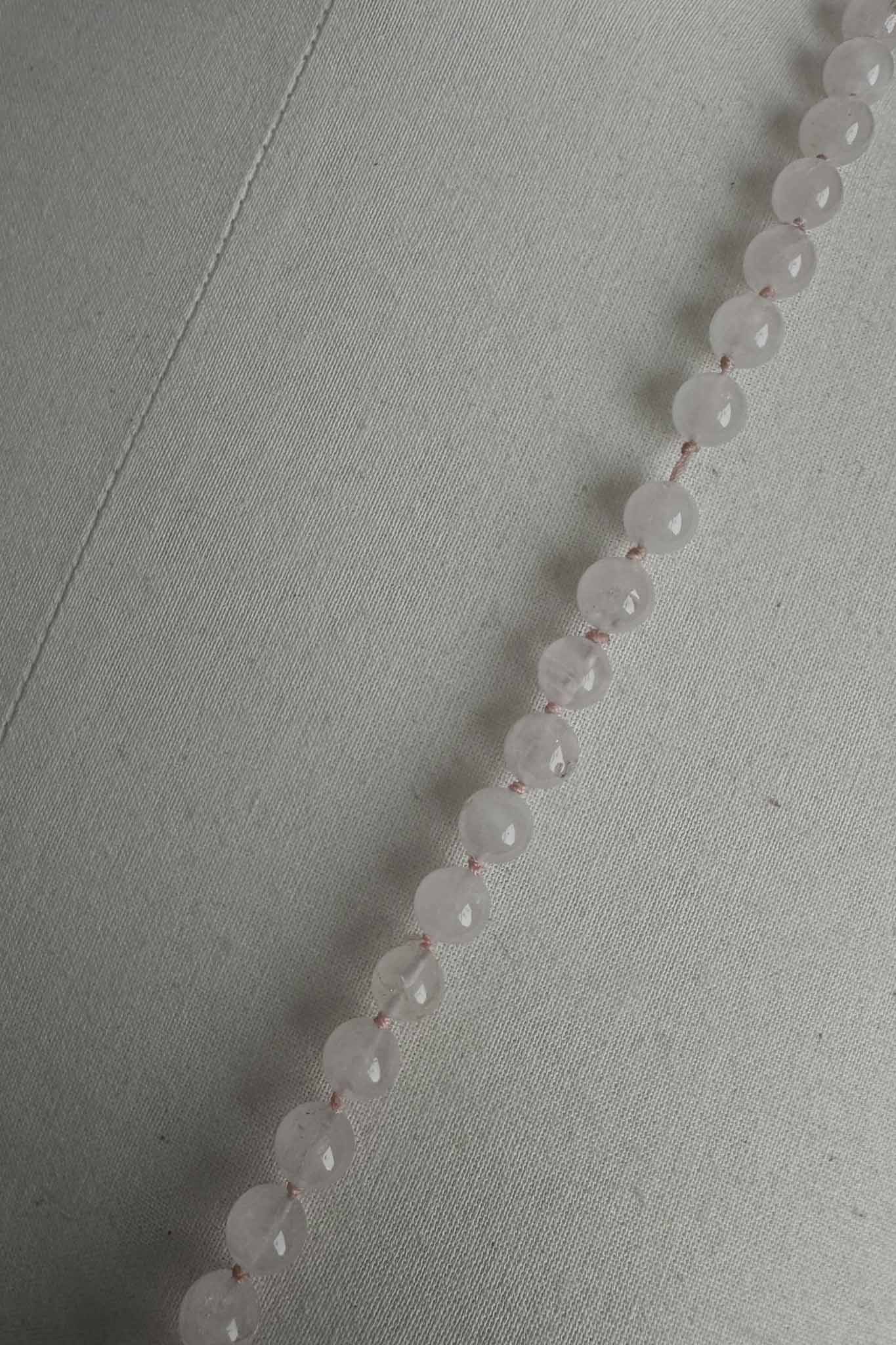 Vintage Rosenquarz Perlenkette – Edelstein Halskette