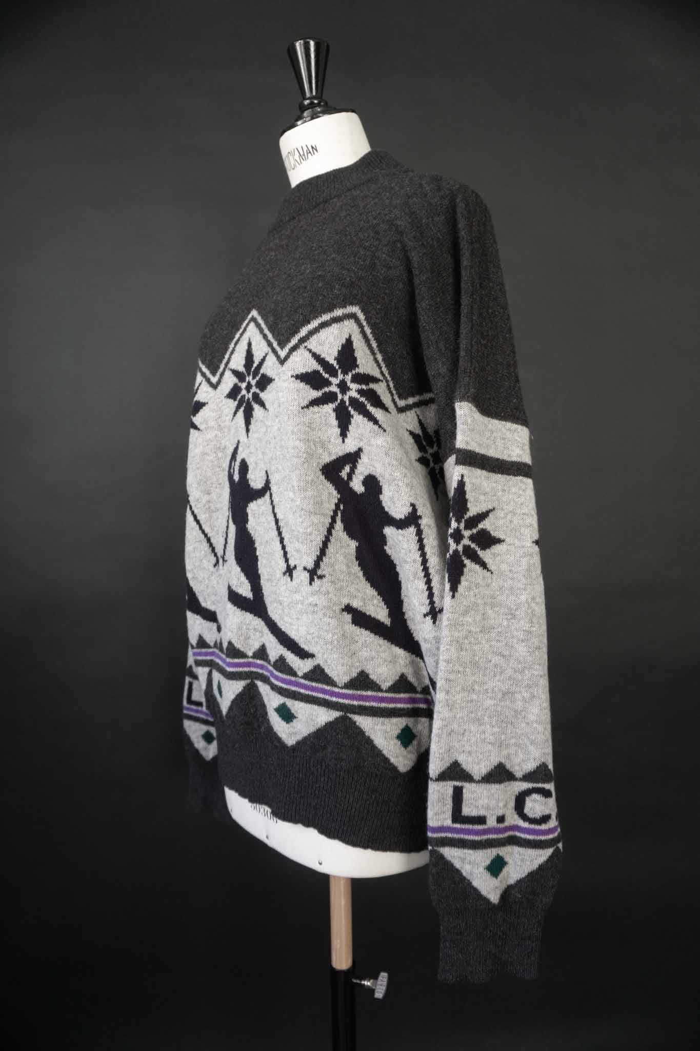 Vintage Les Copains Wollpullover mit Skimotiv – theplaincircle vintage