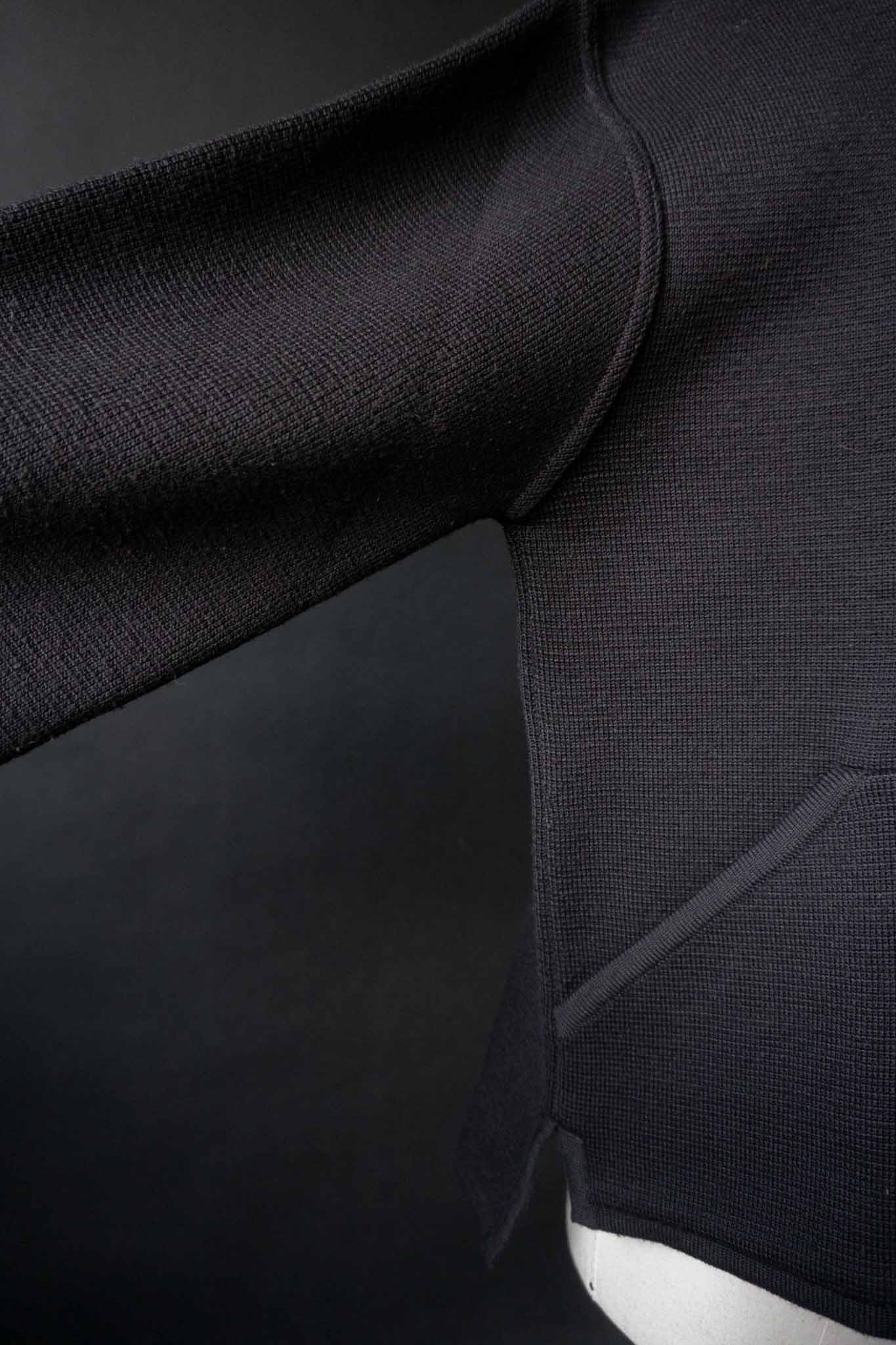 Oversized schwarze Strickjacke mit Kapuze und Reißverschluss aus Wollmischung