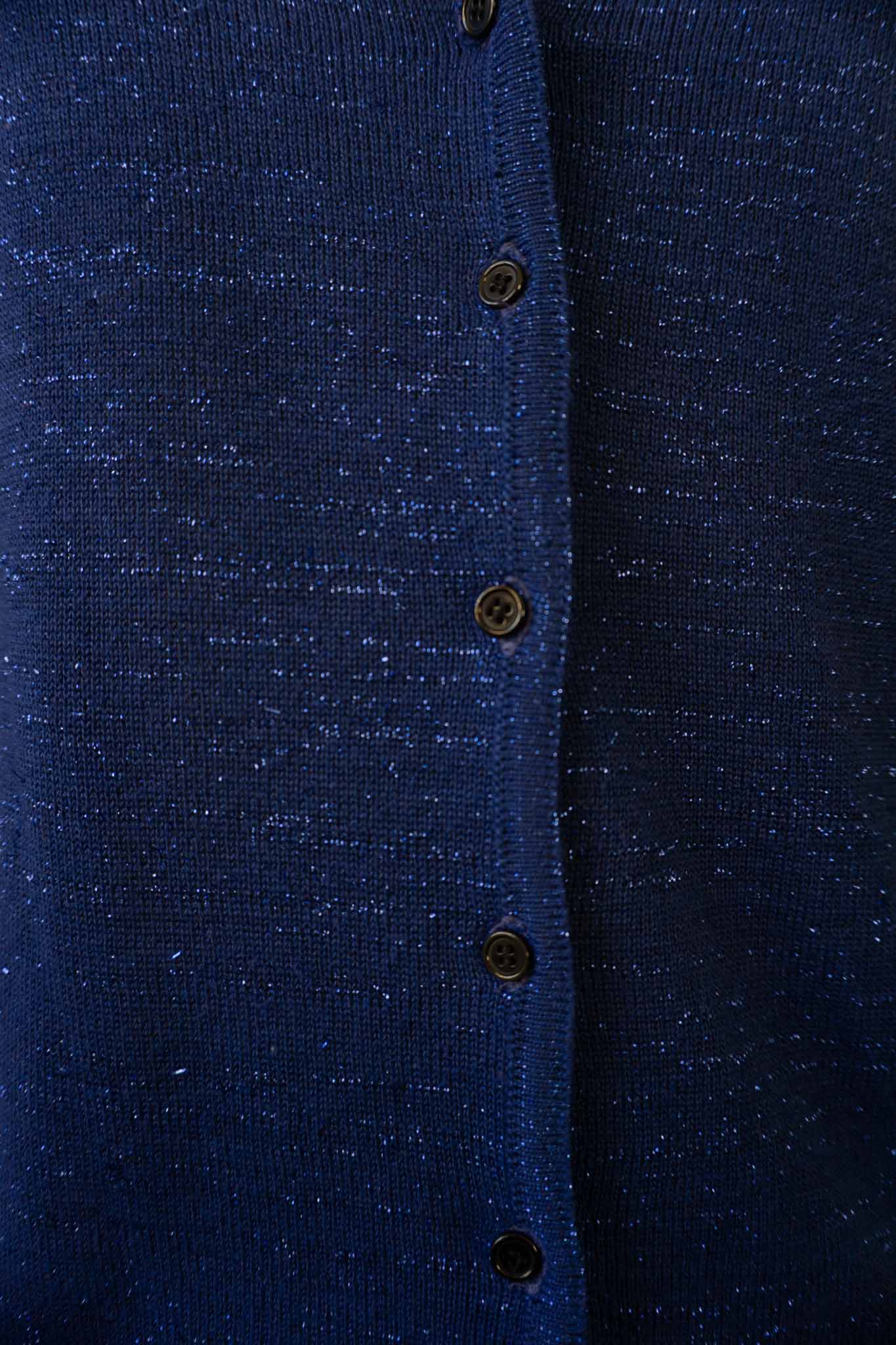Vintage blue Lurex knit cardigan with subtle shimmer 