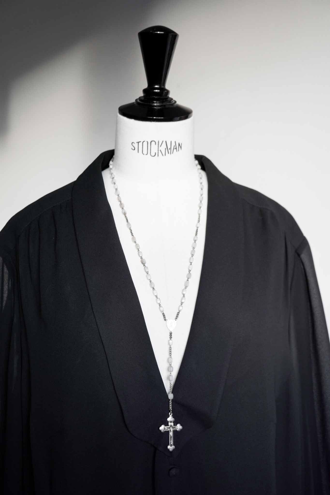 Vintage Rosenkranz aus weißen Glasperlen theplaincircle vintage