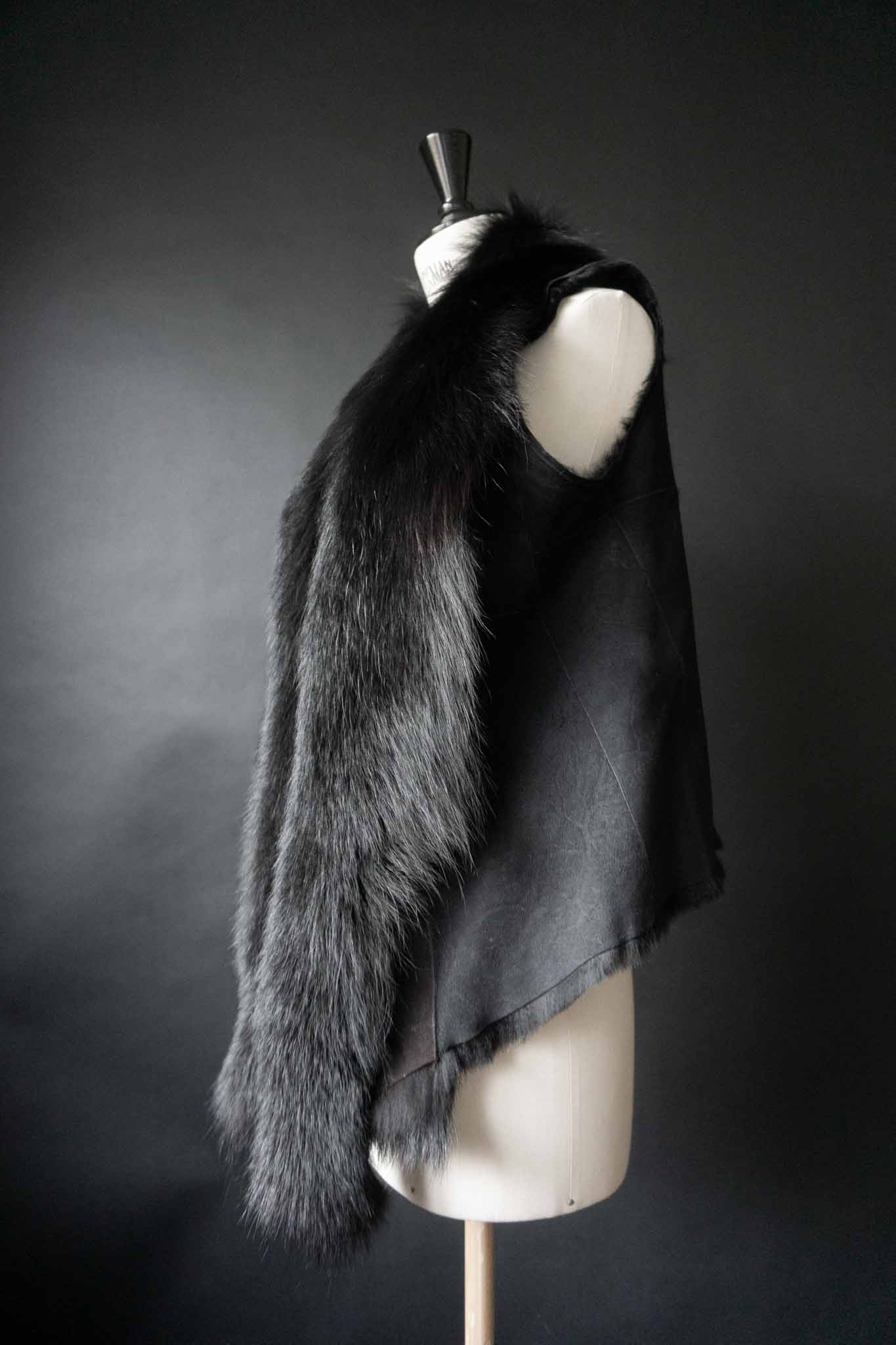 Vintage Pelzweste Nerz, Schwarz, XS–M theplaincircle vintage