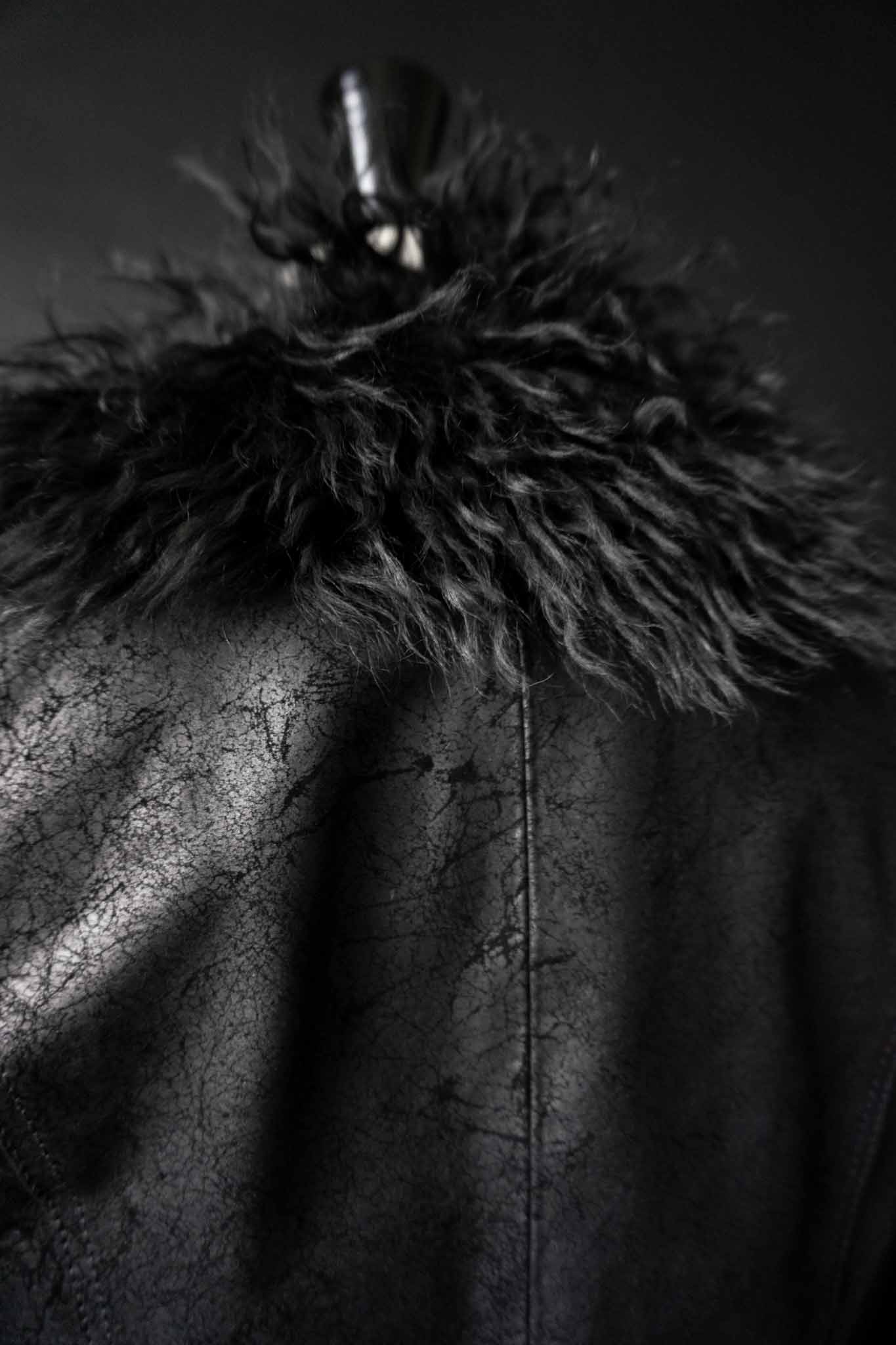 Vintage Y2K Lederjacke mit großem Shearling-Kragen, S–M theplaincircle vintage