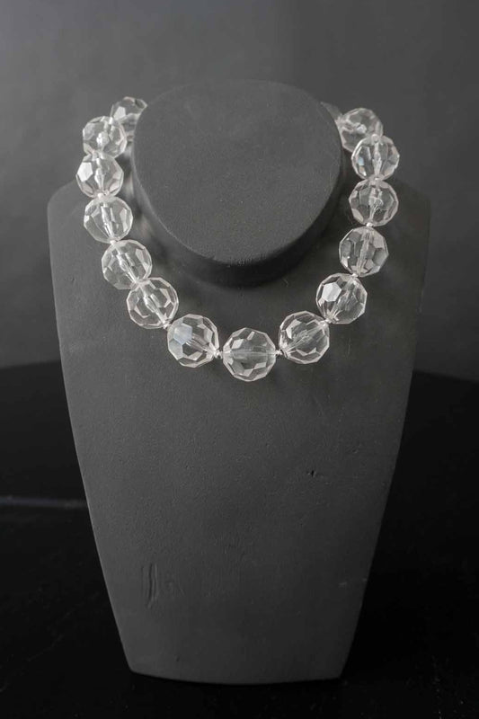 80er chunky Perlenkette transparente Kunststoff Facettperlen – Vintage Avantgarde Second Hand Statement Jewelry