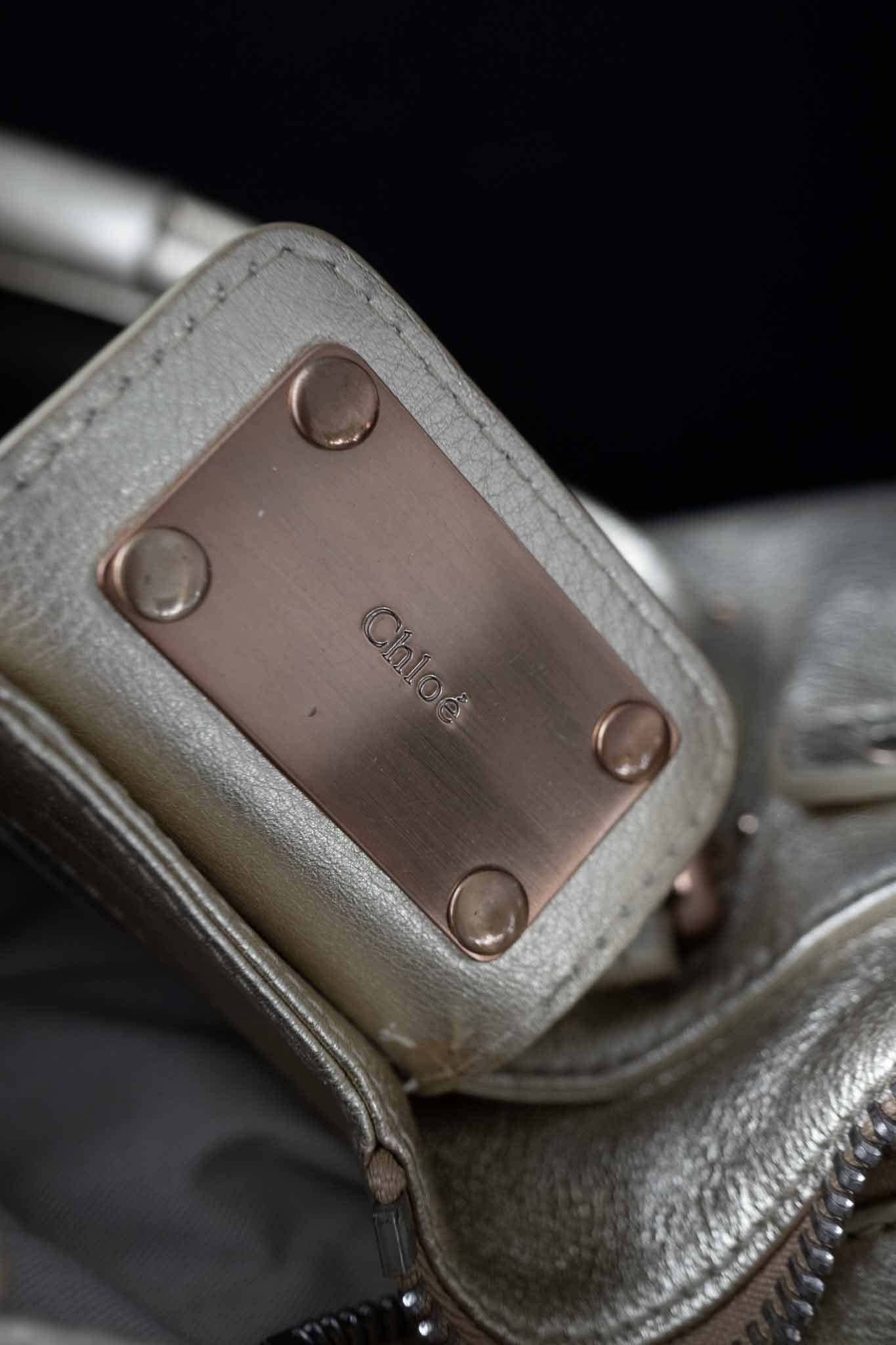 Chloé Paddington Bag Metallic Gold Y2K Designer Tasche aus Echtleder theplaincircle vintage