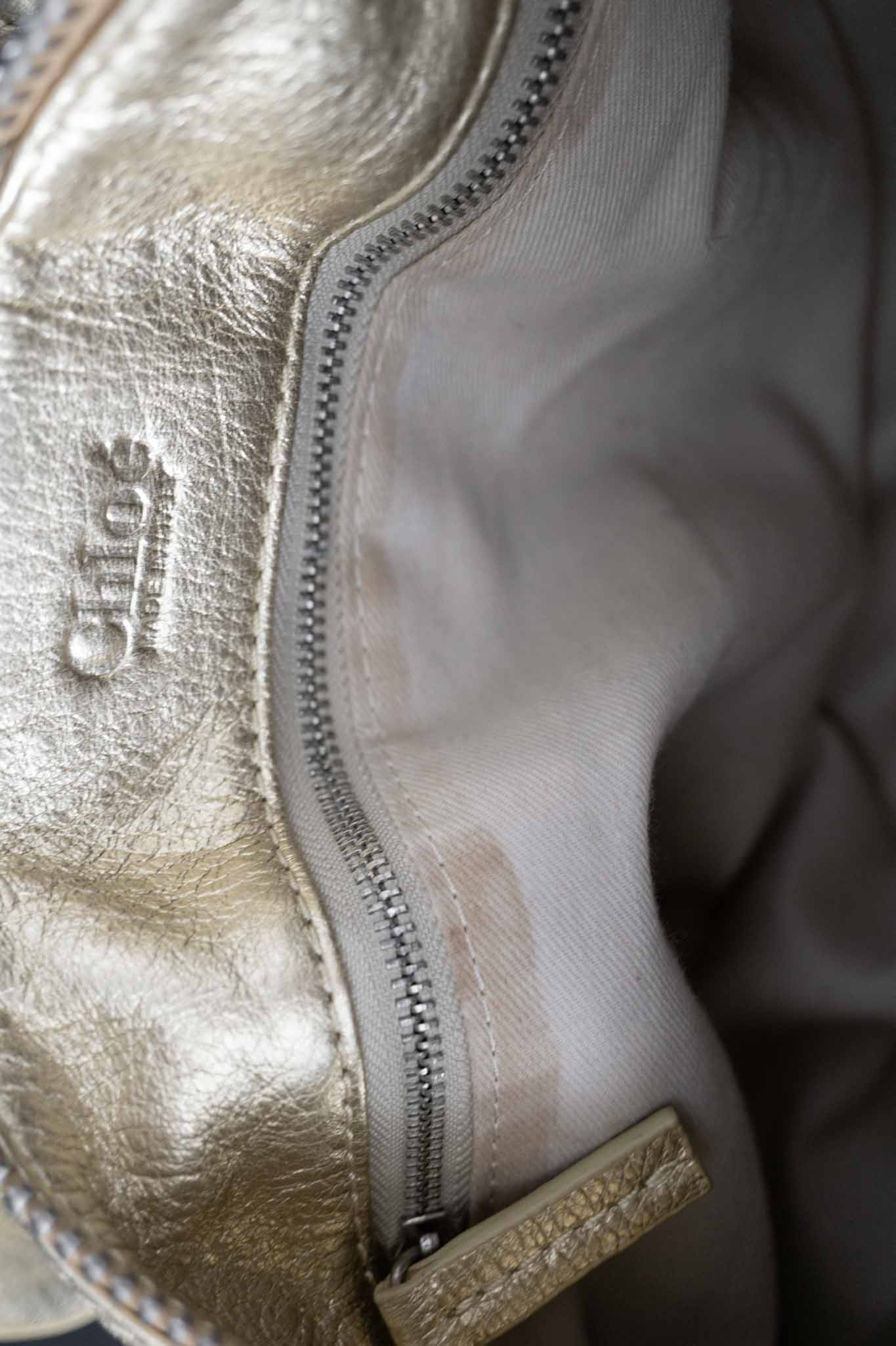 Chloé Paddington Bag Metallic Gold Y2K Designer Tasche aus Echtleder theplaincircle vintage