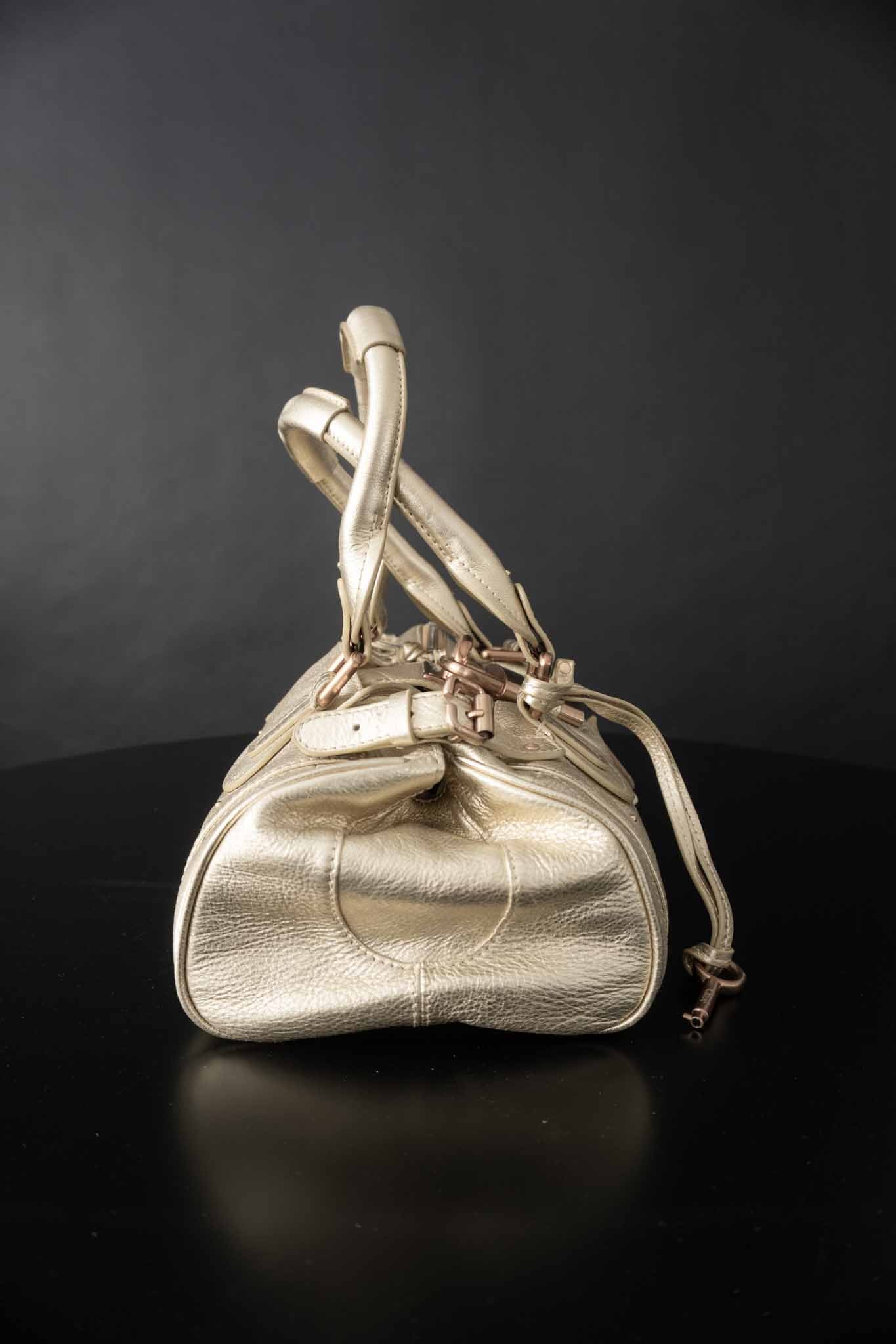Chloé Paddington Bag Metallic Gold Y2K Designer Tasche aus Echtleder theplaincircle vintage