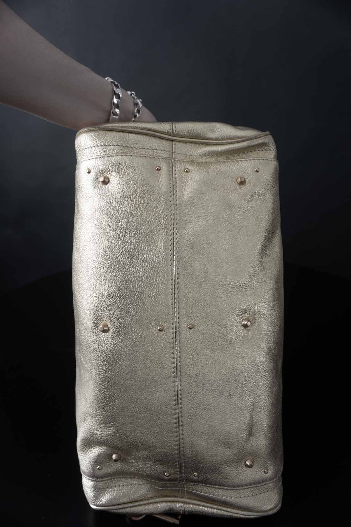Chloé Paddington Bag Metallic Gold Y2K Designer Tasche aus Echtleder theplaincircle vintage