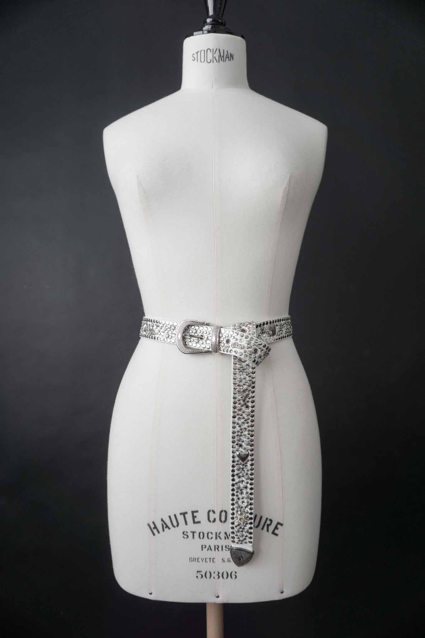 Vintage Kolster Echtledergürtel mit Strass, Nieten und Charms aus den 80er Jahren