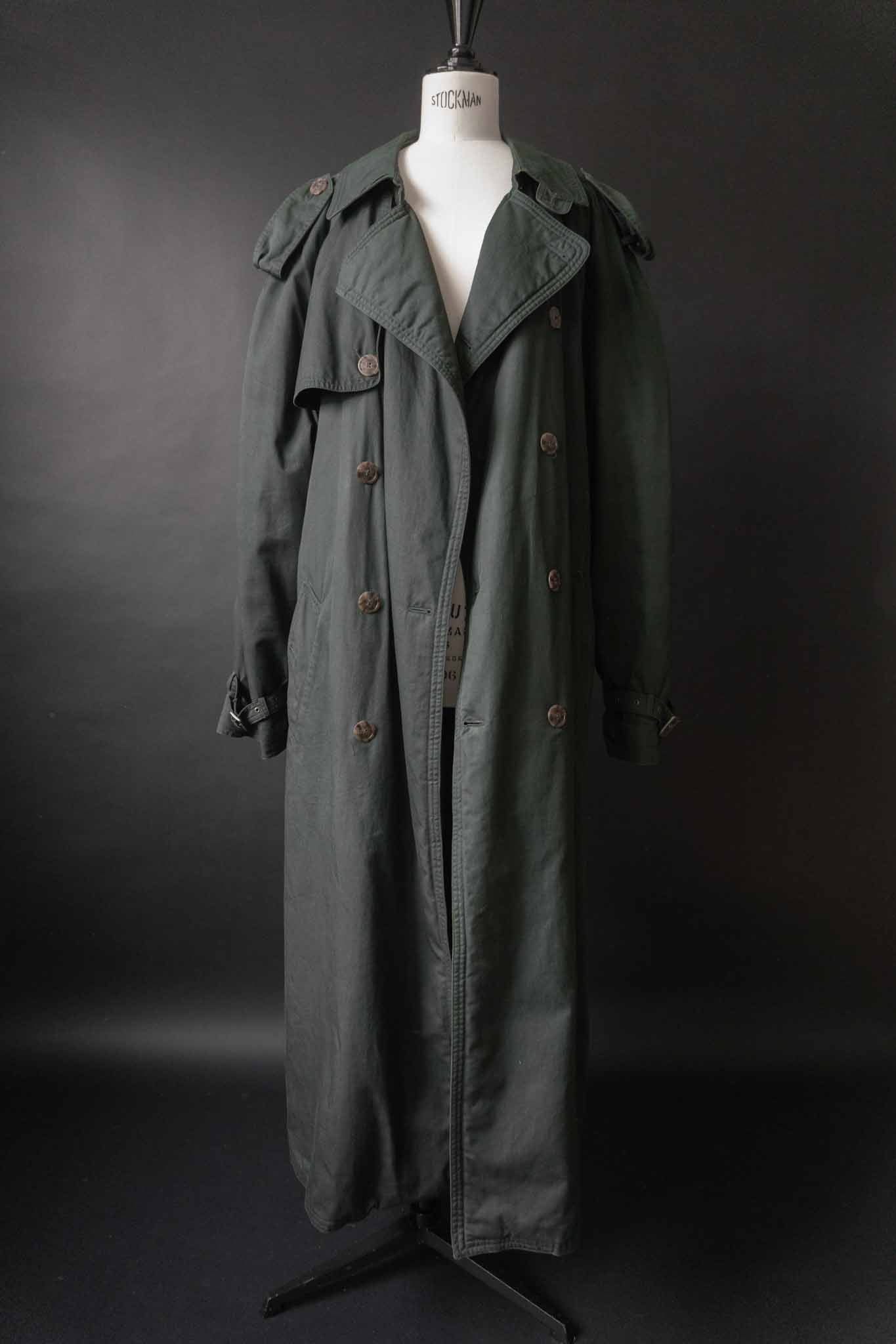 Dunkelgrüner Vintage Trenchcoat von Hugo Boss mit Gürtel