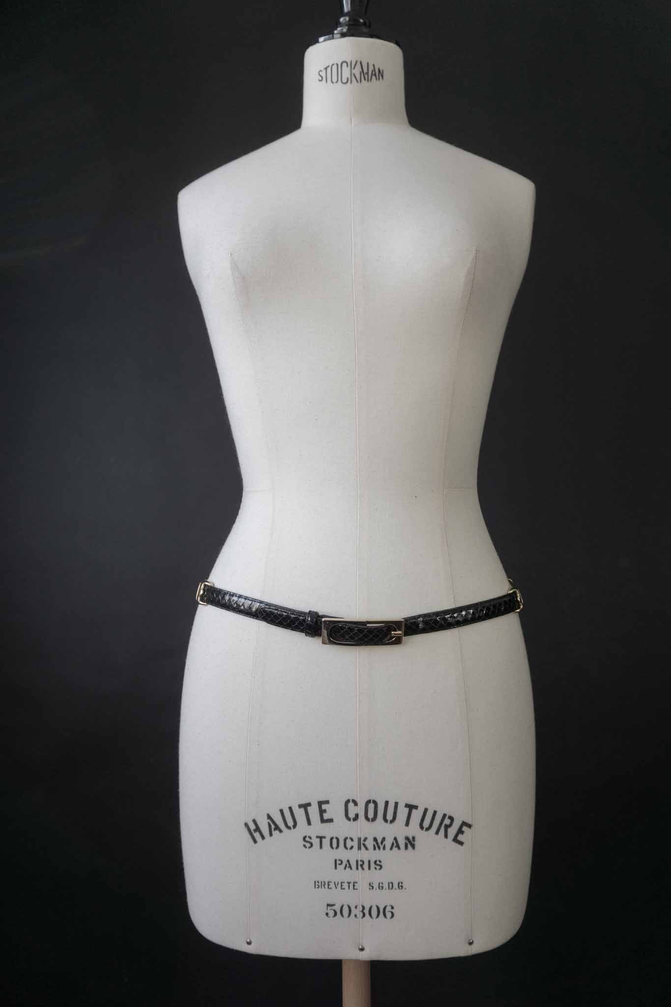 Vintage Snake Print Belt in Midnight Blue – Gold Hardware Statement Belt theplaincircle vintage