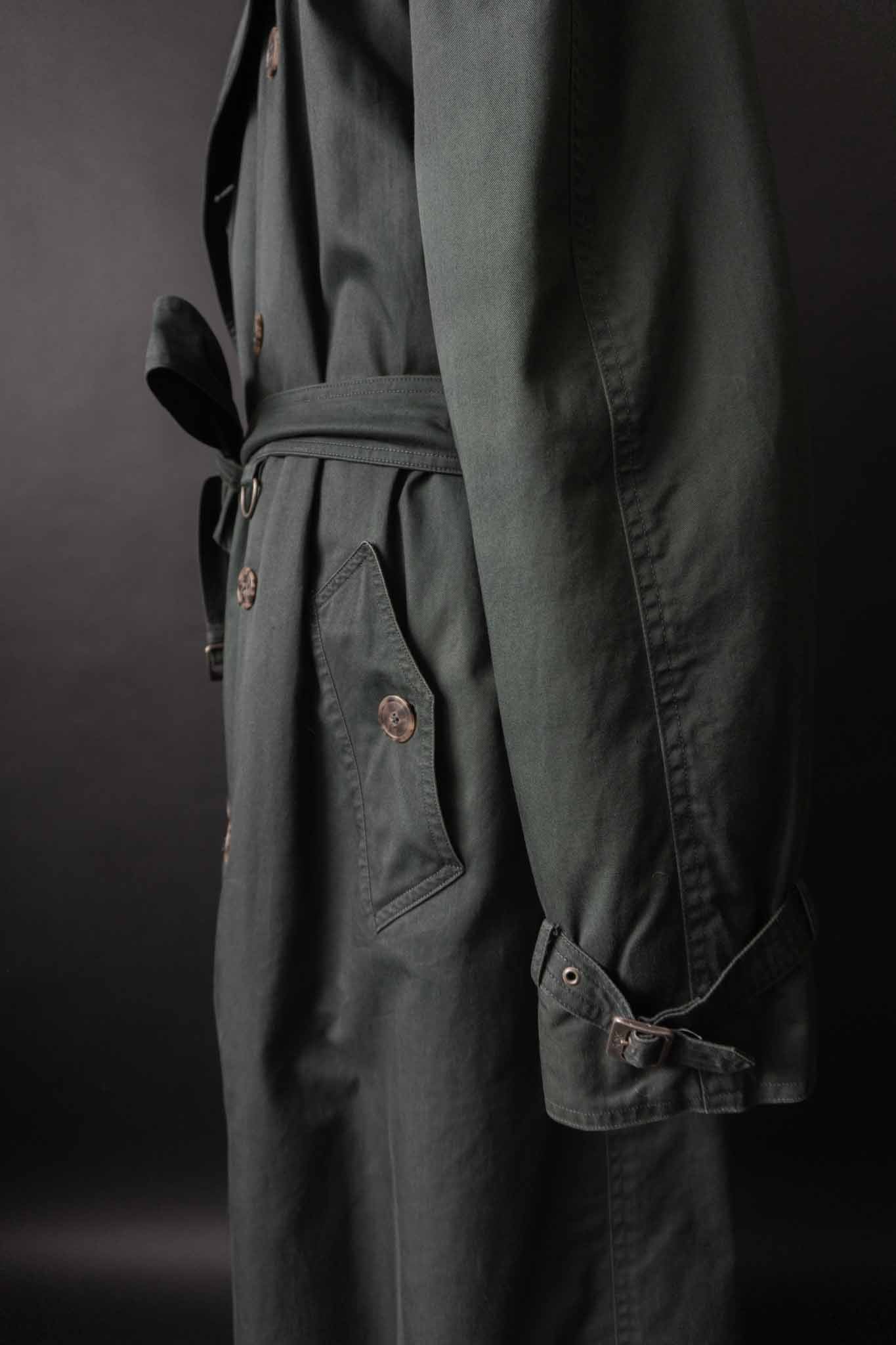 Dunkelgrüner Vintage Trenchcoat von Hugo Boss mit Gürtel