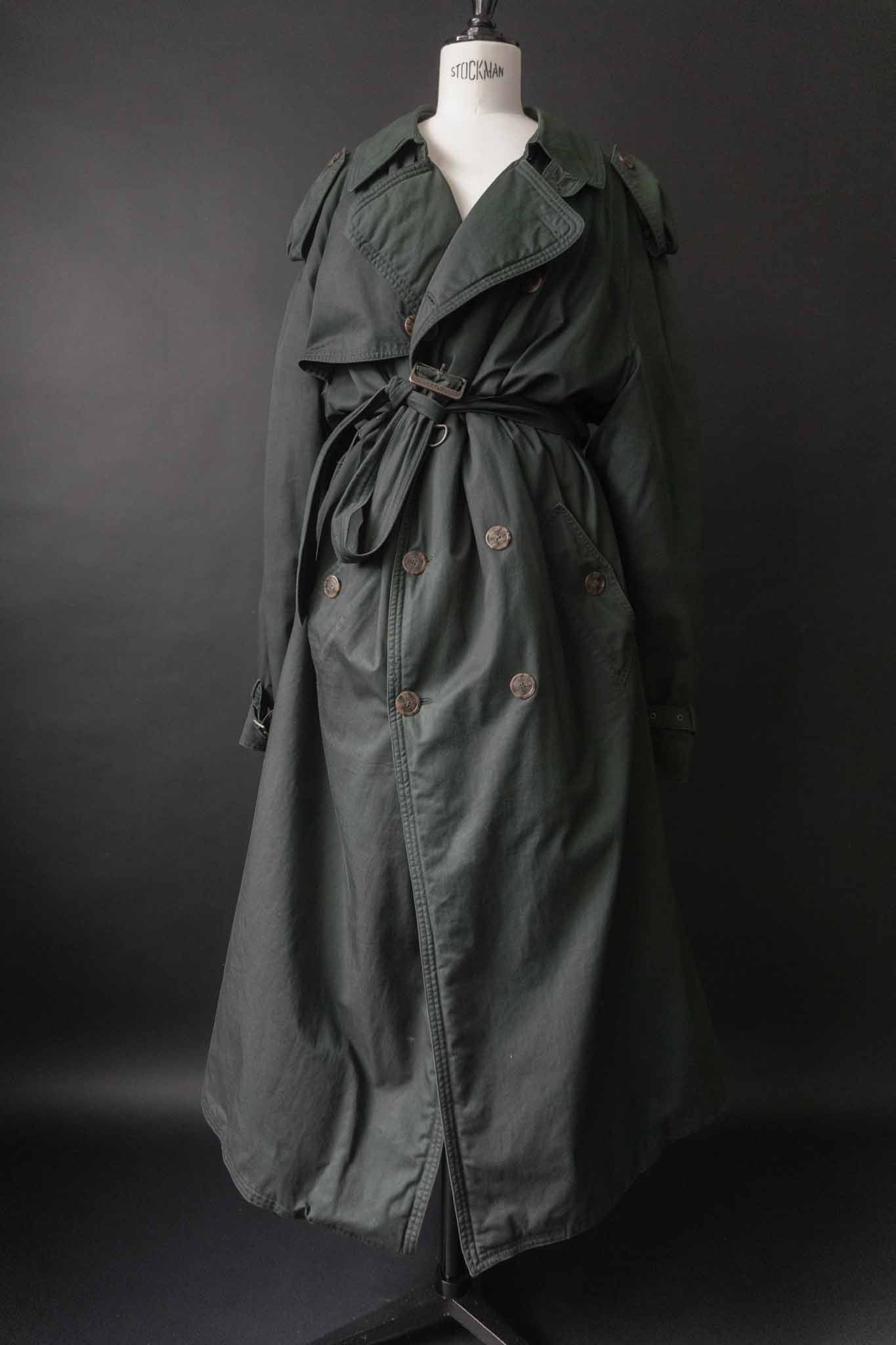 Dunkelgrüner Vintage Trenchcoat von Hugo Boss mit Gürtel