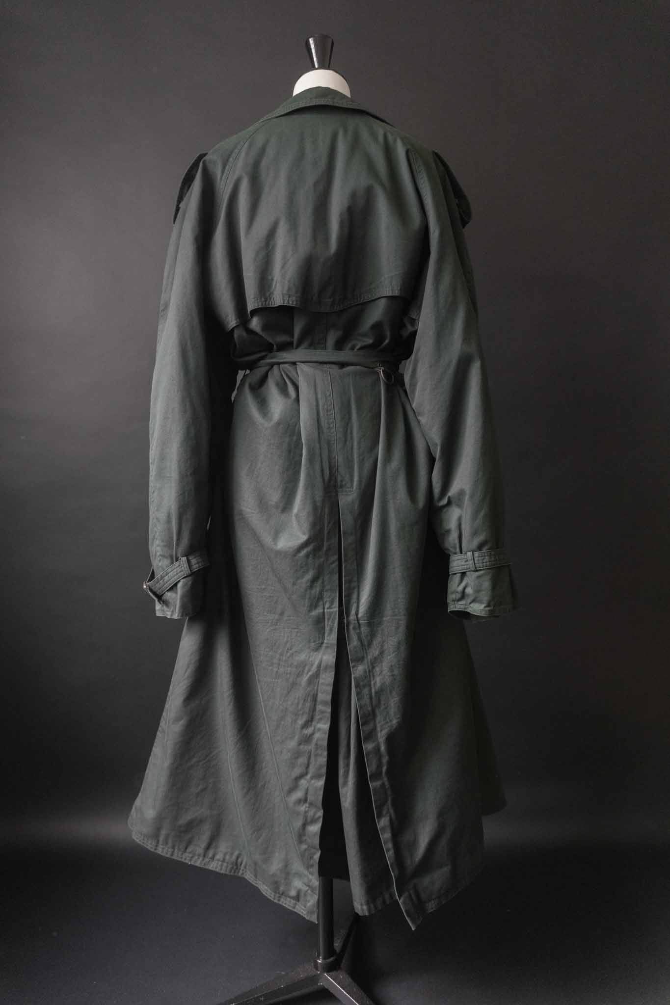 Dunkelgrüner Vintage Trenchcoat von Hugo Boss mit Gürtel