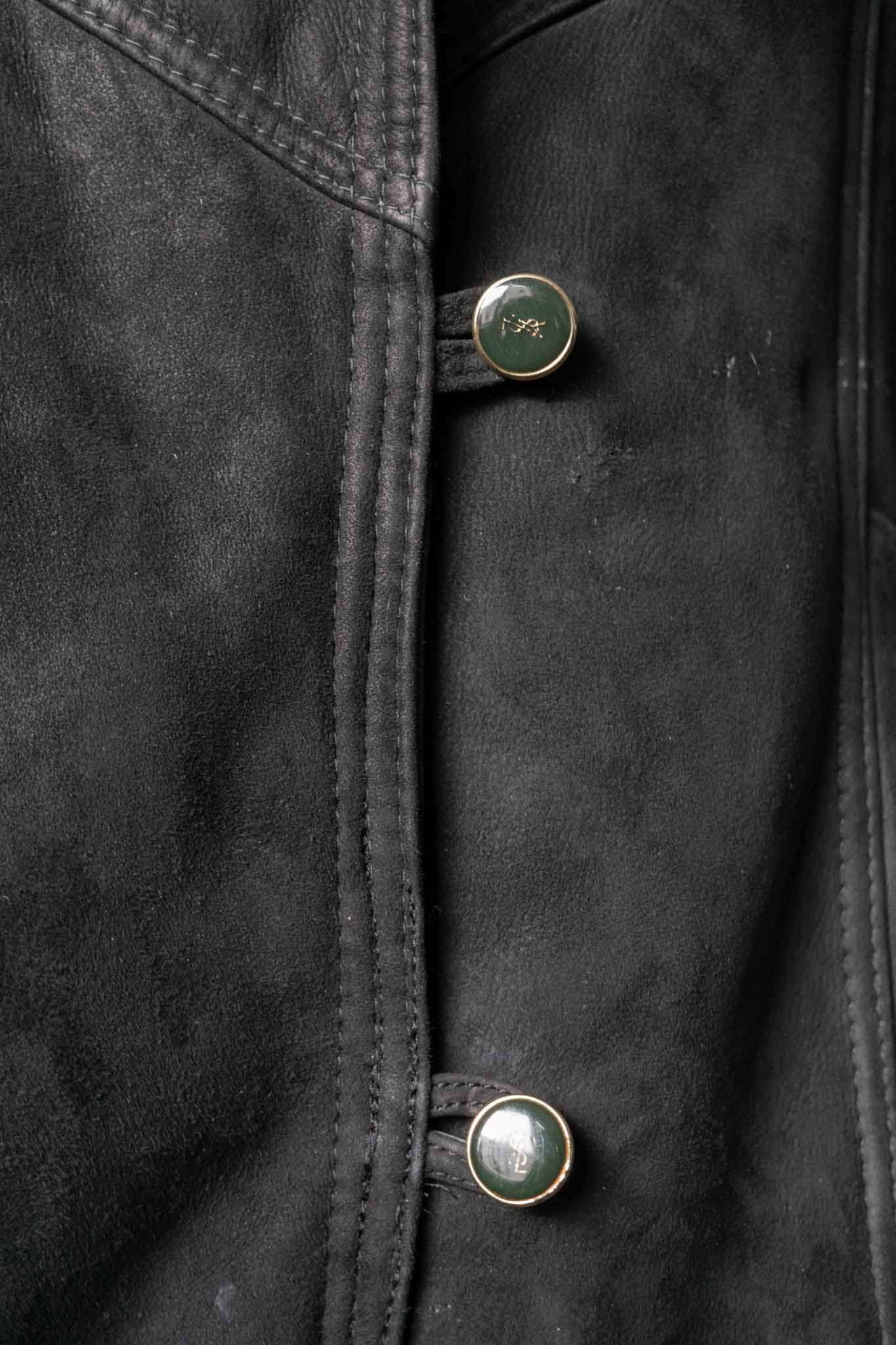 Vintage Lammfell Mantel, Schwarz, S–M theplaincircle vintage