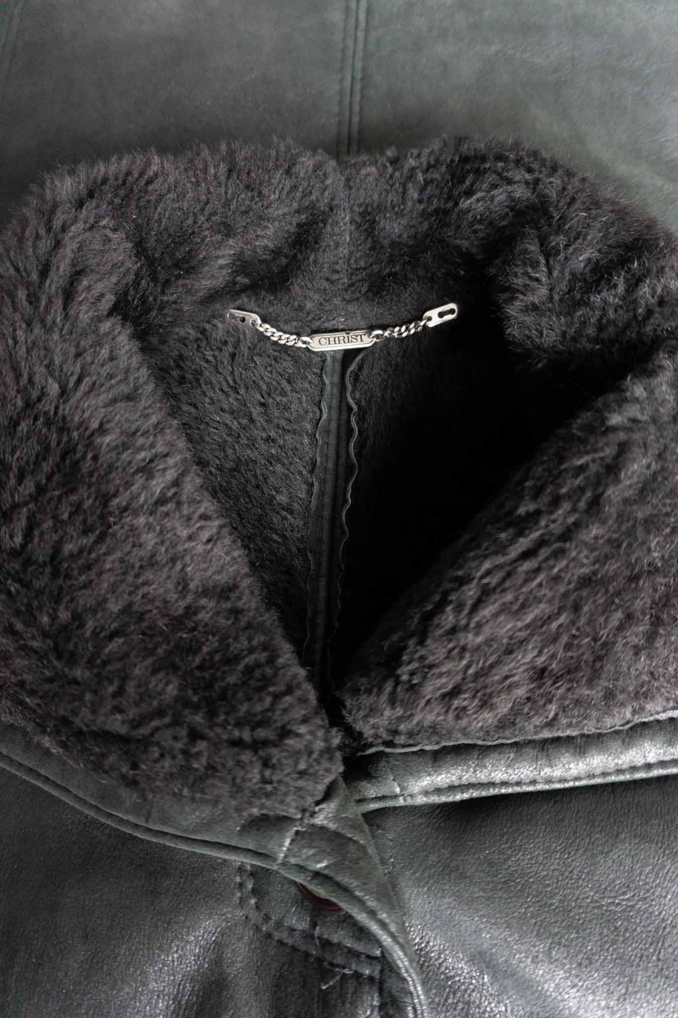 Vintage Lammfell Mantel Christ, Schwarz, S–M theplaincircle vintage