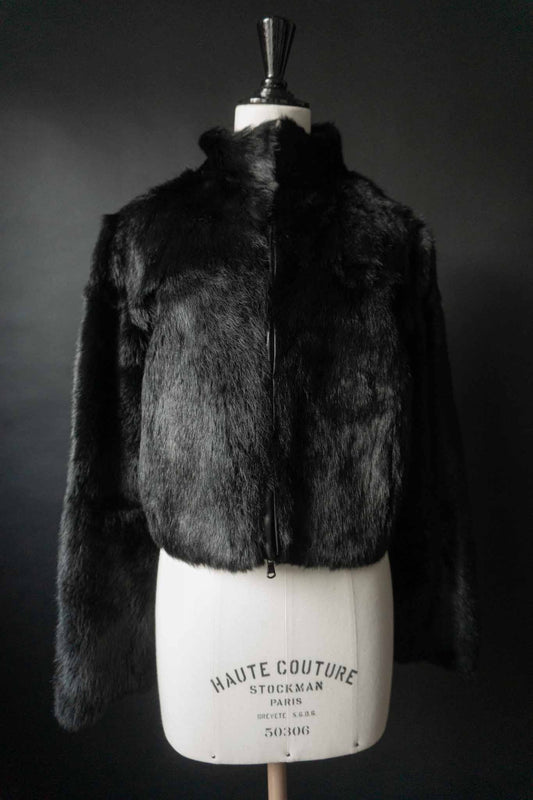 Vintage Pelzjacke Schwarz, XS–S theplaincircle vintage