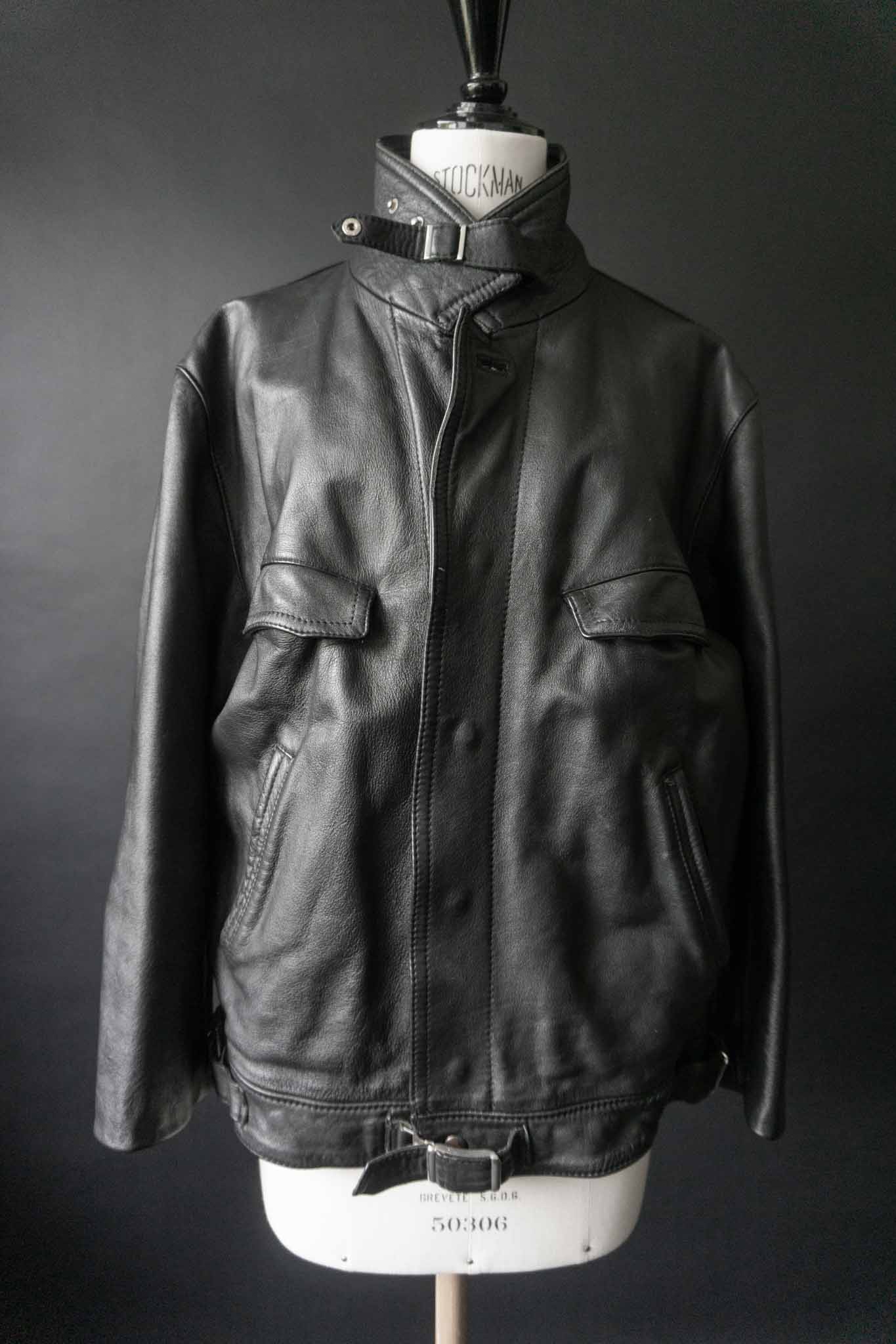 Schwarze Vintage Polizeijacke 70er Jahre mit Stehkragen