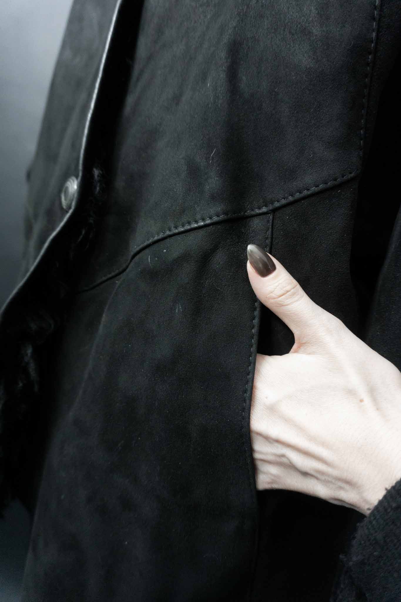 Vintage 80s Lammfellmantel Batwing, M–L