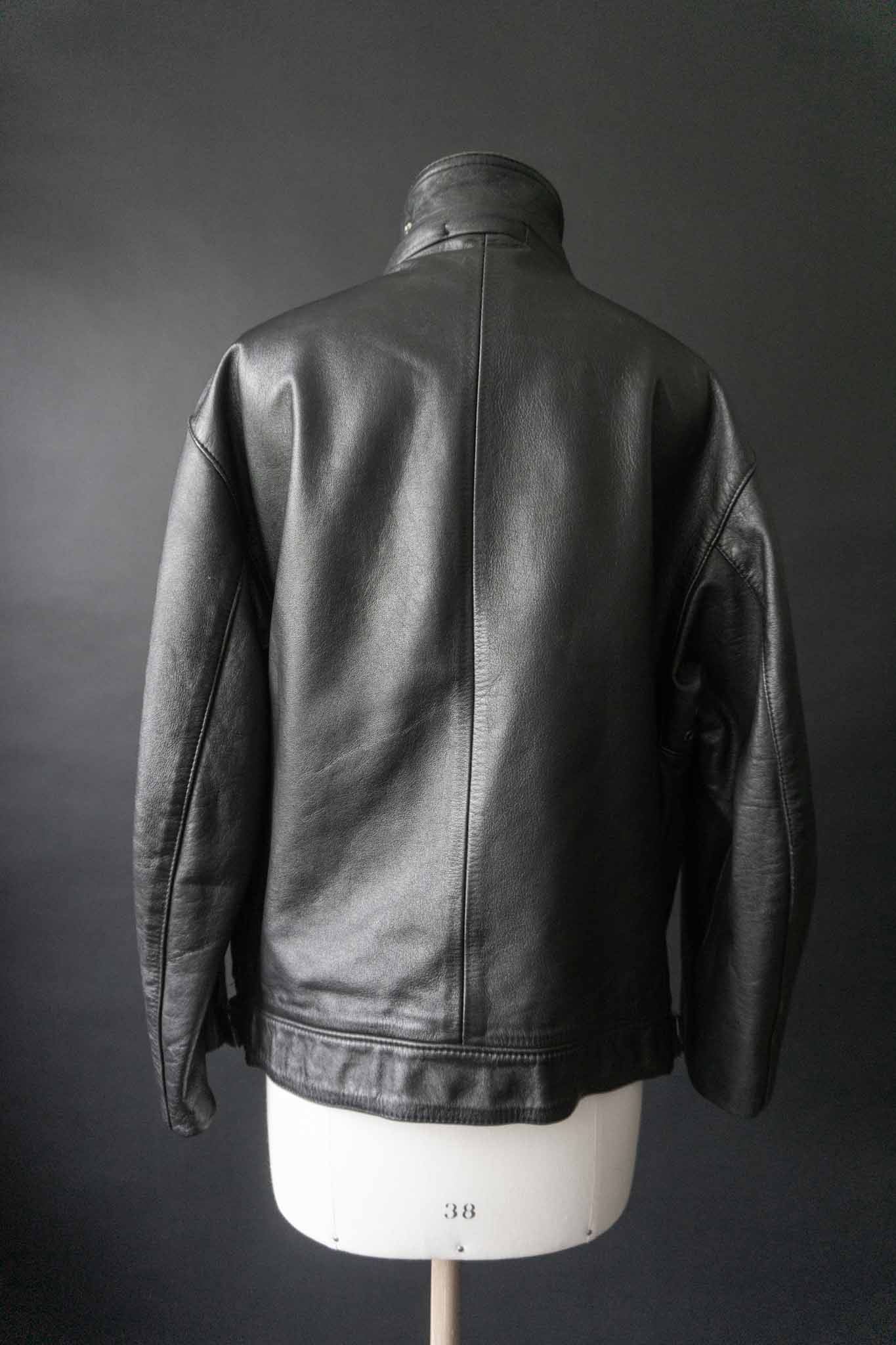 Schwarze Vintage Polizeijacke 70er Jahre mit Stehkragen