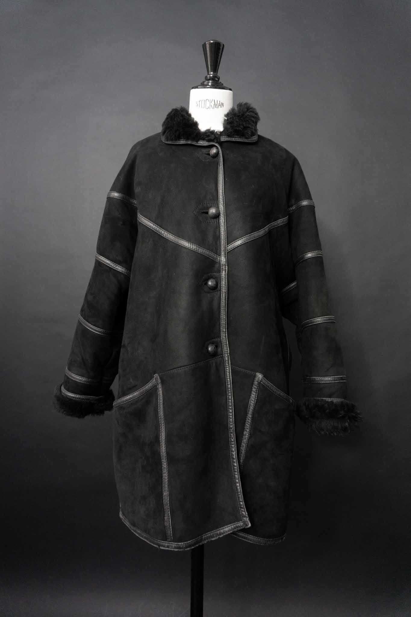 Vintage 80s Shearling Mantel, M–L