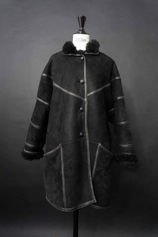 Vintage 80s Shearling Mantel, M–L
