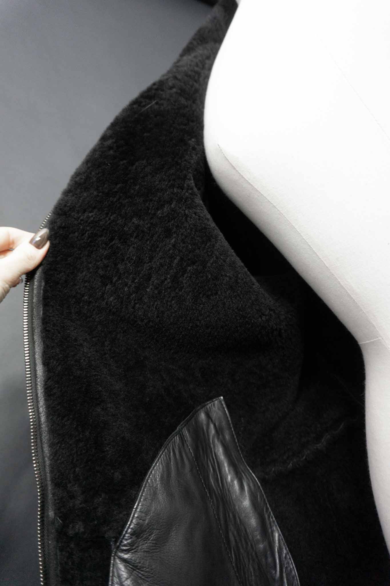 Vintage Jil Sander Shearling Bomberjacke aus den 90ern mit riri Reißverschluss