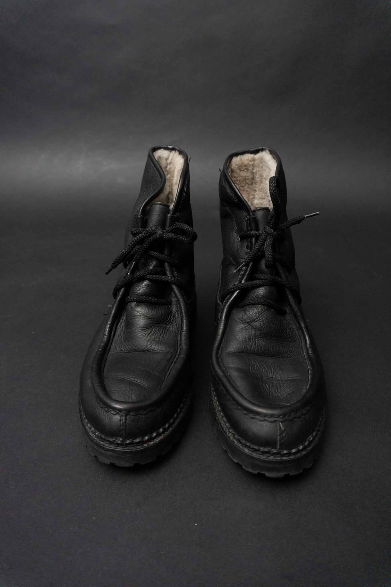 Vintage schwarze Shearling Boots aus Echtleder mit Lammfellfutter – 1980er Jahre