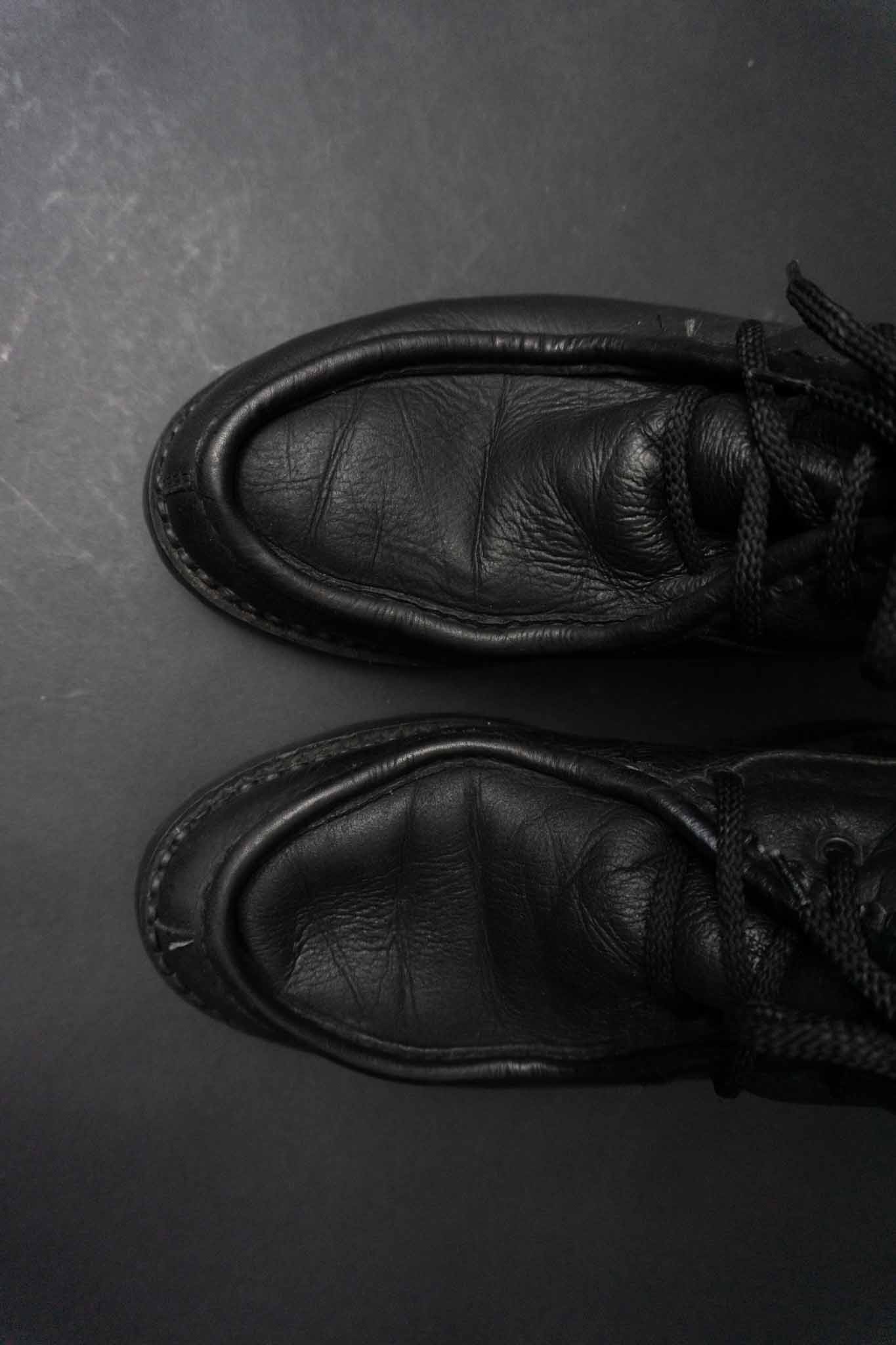 Vintage schwarze Shearling Boots aus Echtleder mit Lammfellfutter – 1980er Jahre