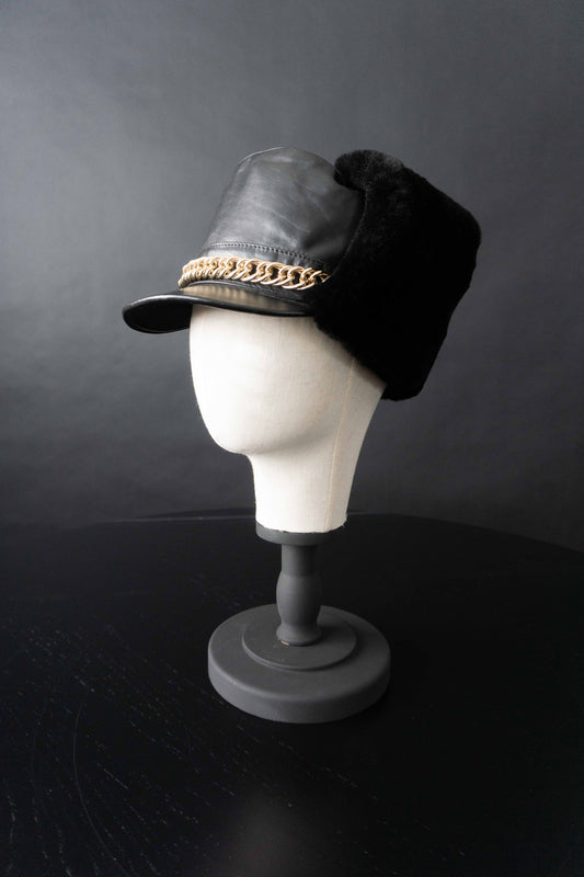 Vintage Chapka Leder, Schwarz theplaincircle vintage