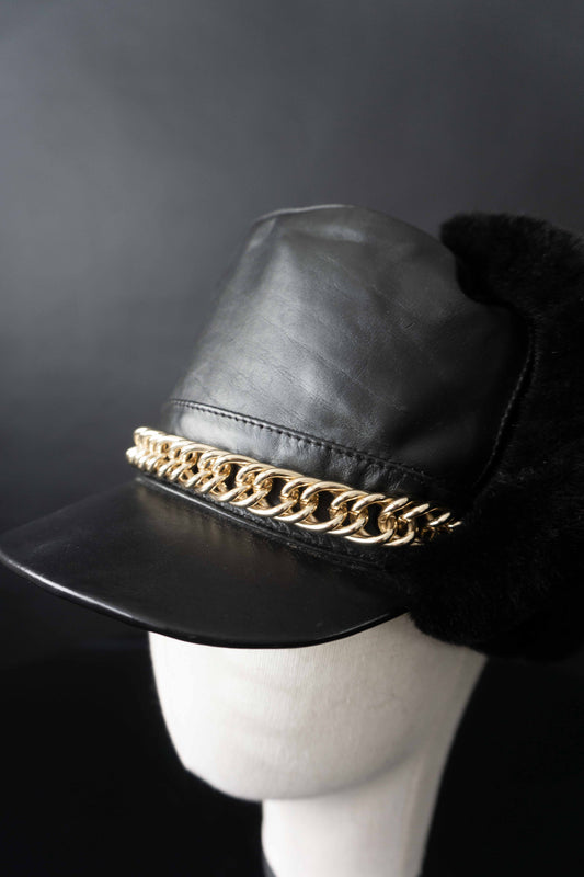 Vintage Chapka Leder, Schwarz theplaincircle vintage