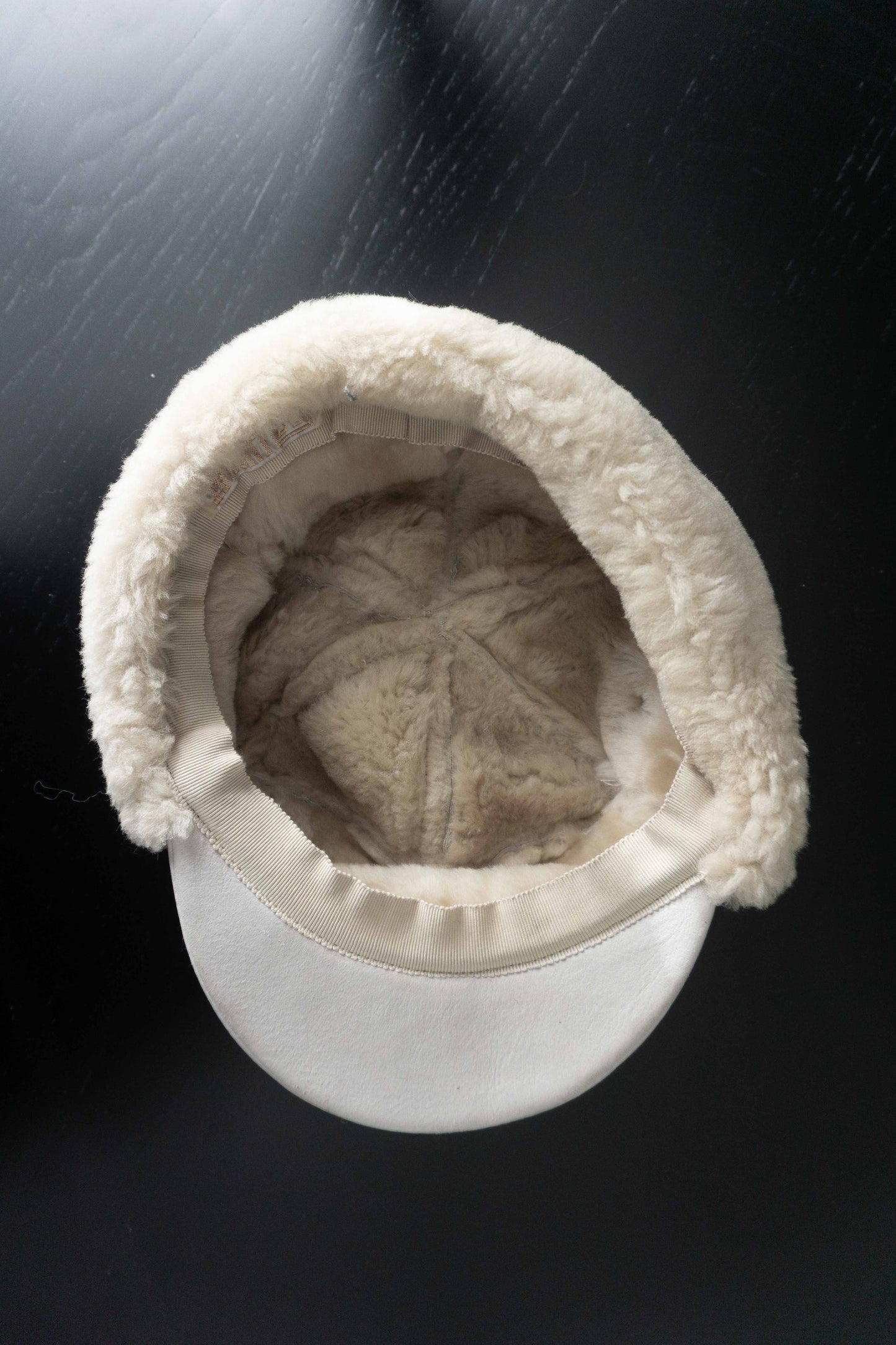 Vintage Lammnappa Leder Cap mit Shearling, M