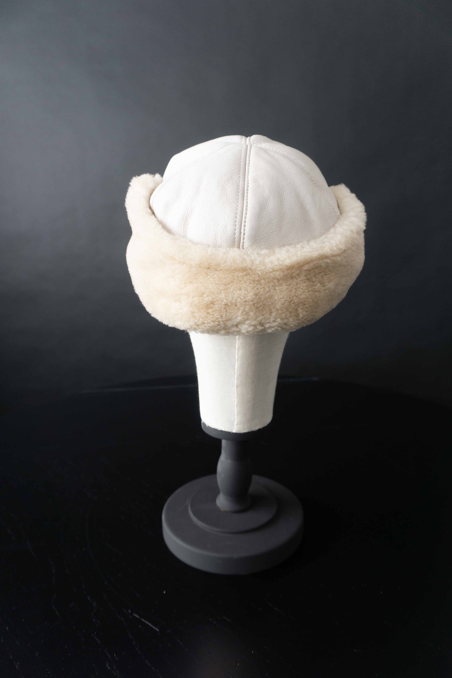Vintage Lammnappa Leder Cap mit Shearling, M
