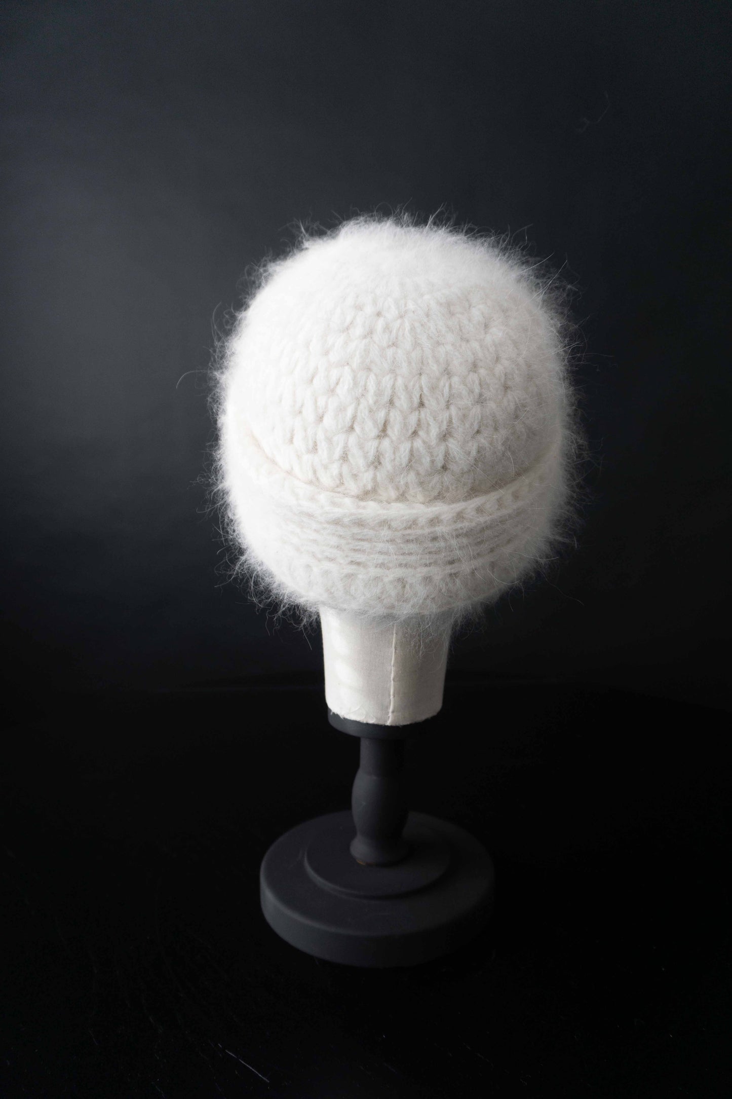 Vintage 80s Angora Mütze Weiß, S